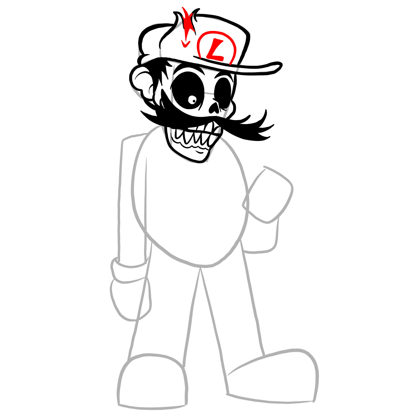 How to draw I HATE YOU Luigi - step 18