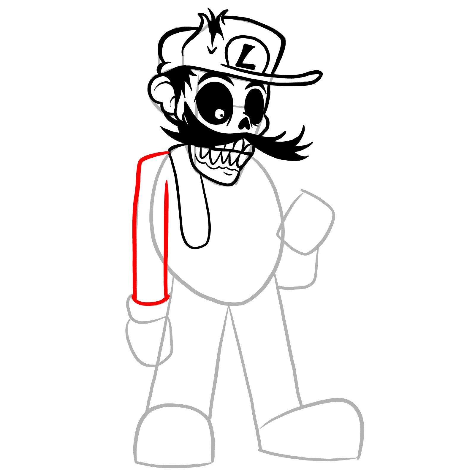 How to draw I HATE YOU Luigi - step 20