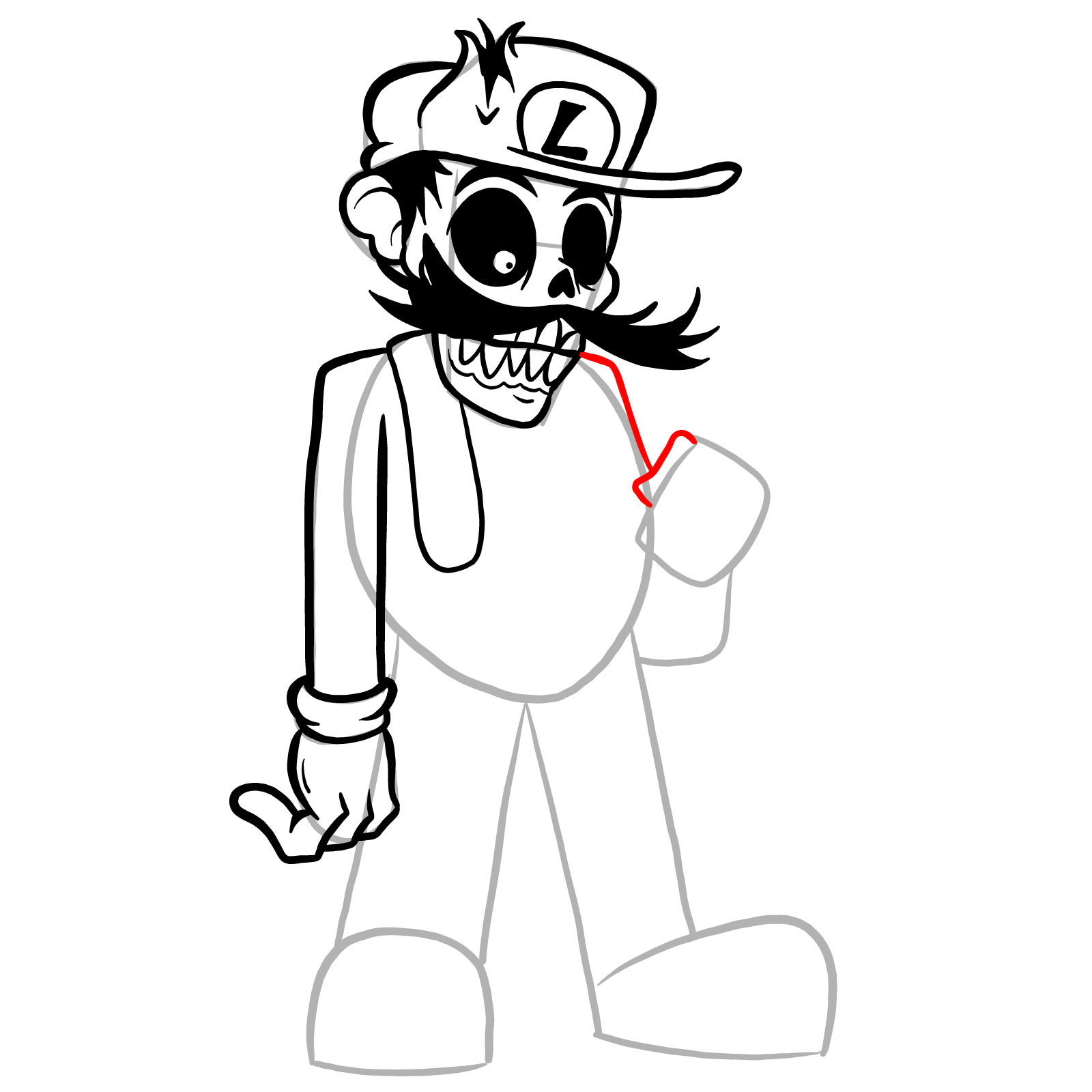 How to draw I HATE YOU Luigi - step 23
