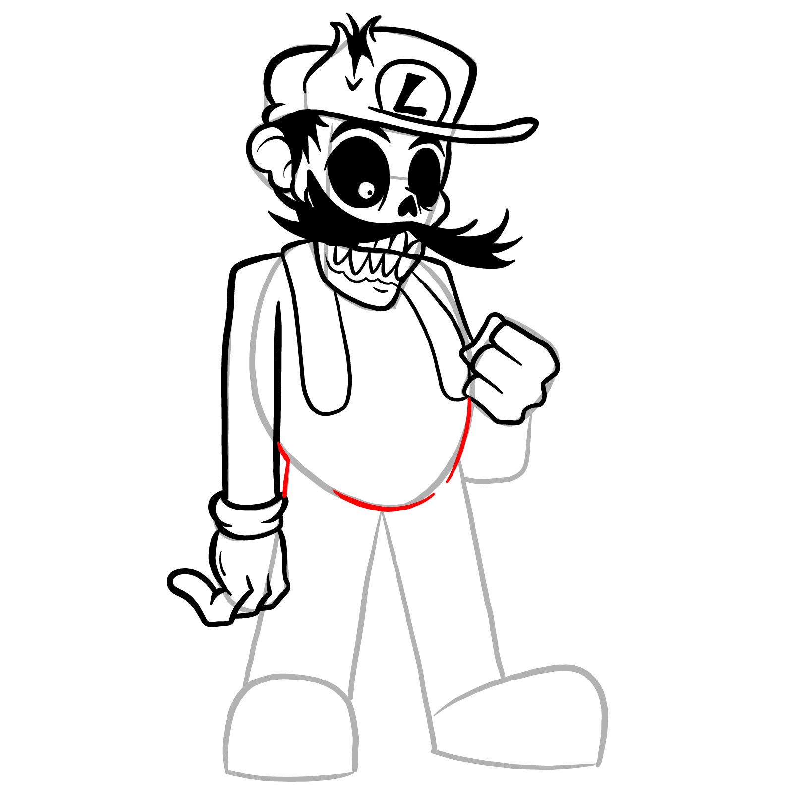How to draw I HATE YOU Luigi - step 26