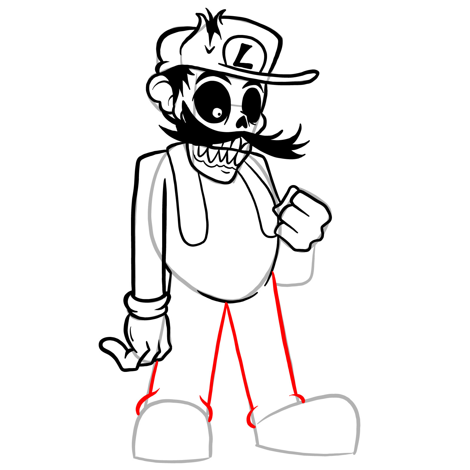 How to draw I HATE YOU Luigi - step 27