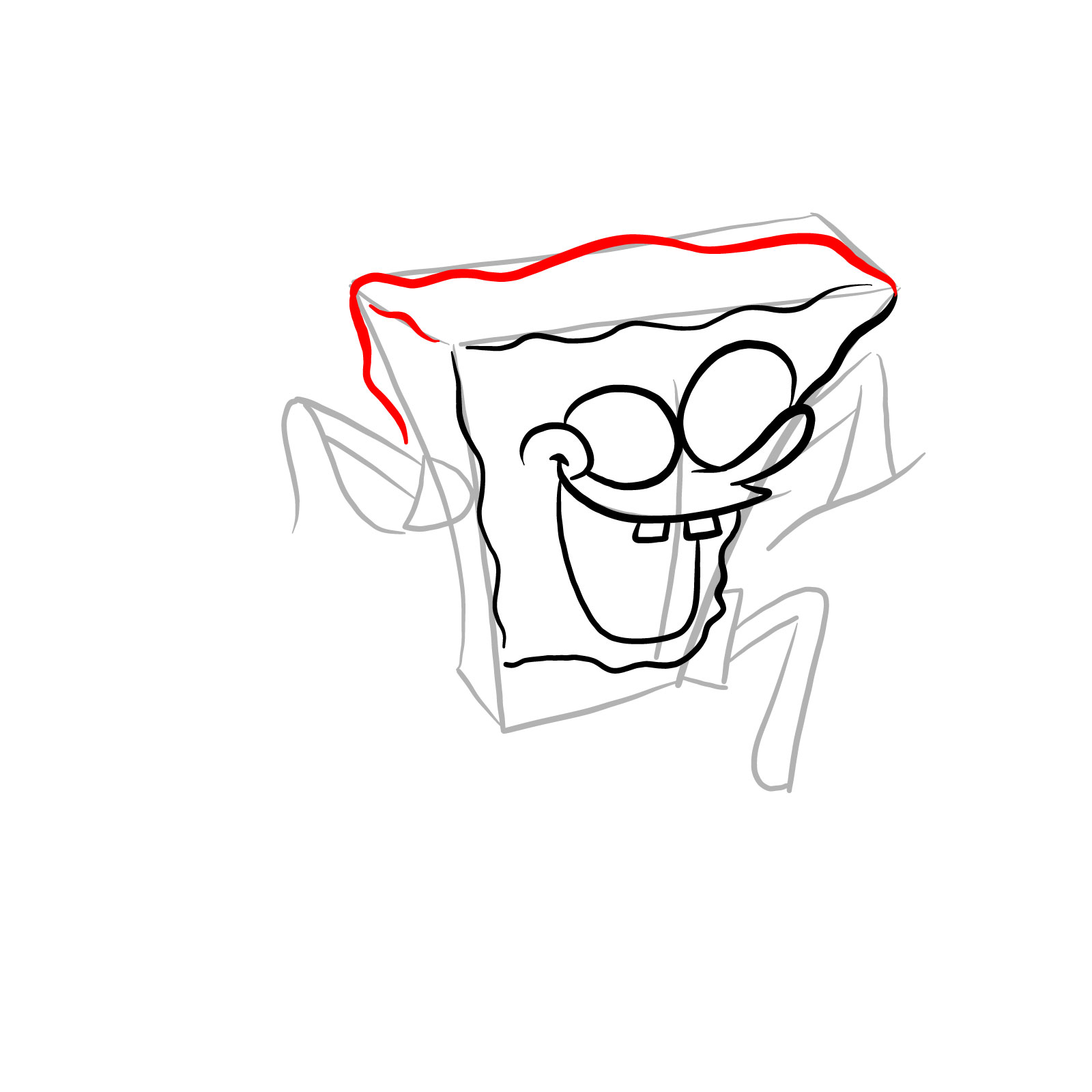 How to draw Corrupted SpongeBob (FNF) - step 10