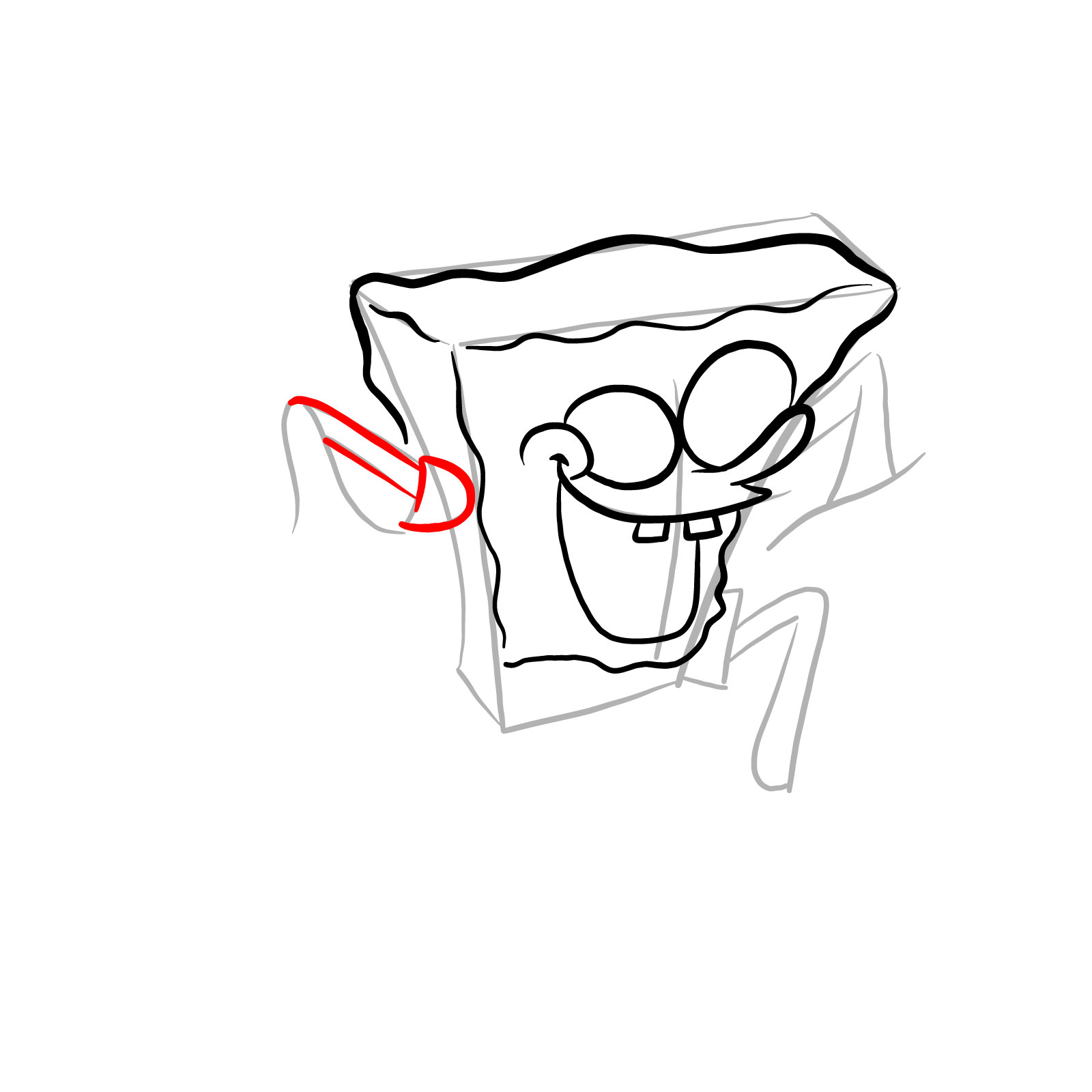 How to draw Corrupted SpongeBob (FNF) - step 11