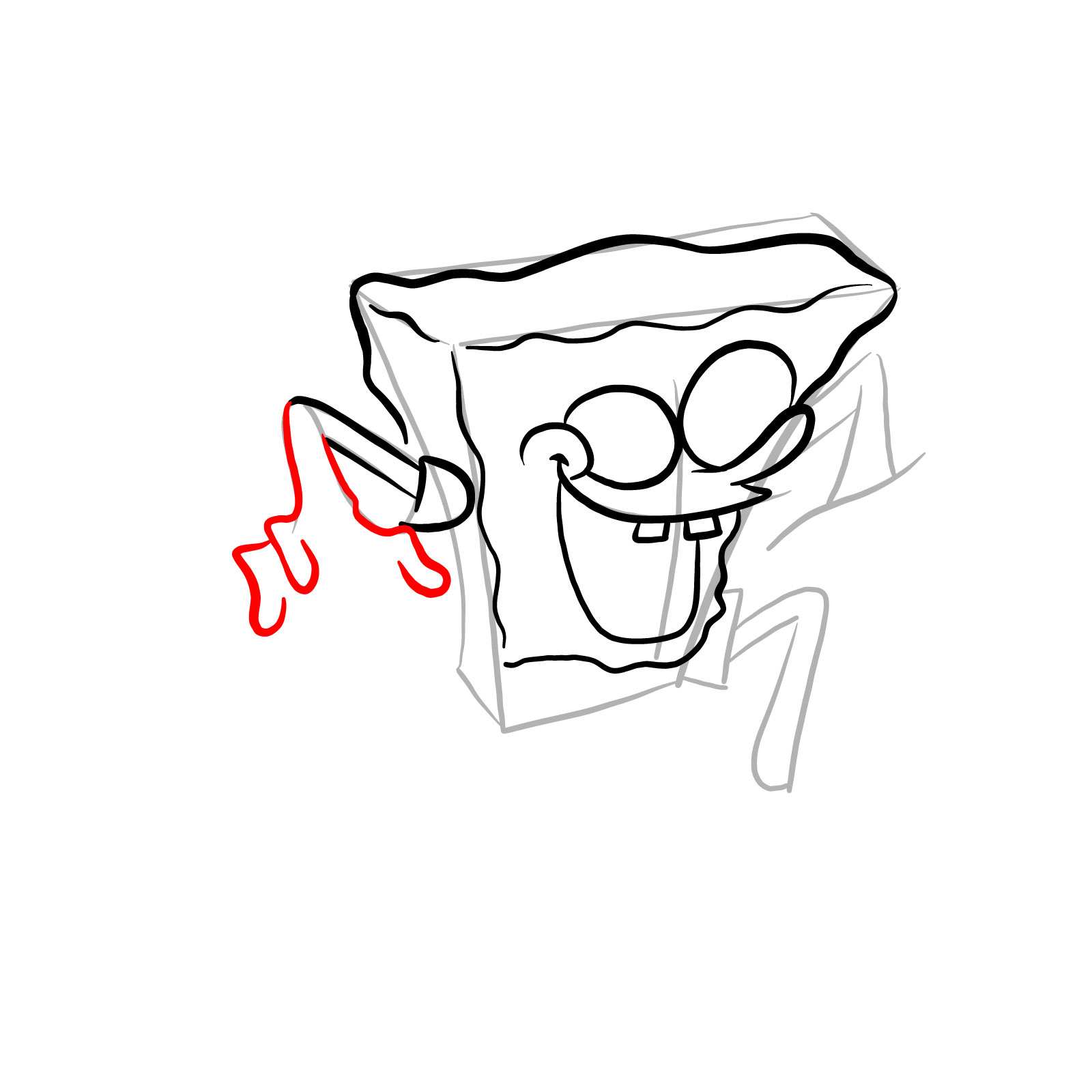 How to draw Corrupted SpongeBob (FNF) - step 12