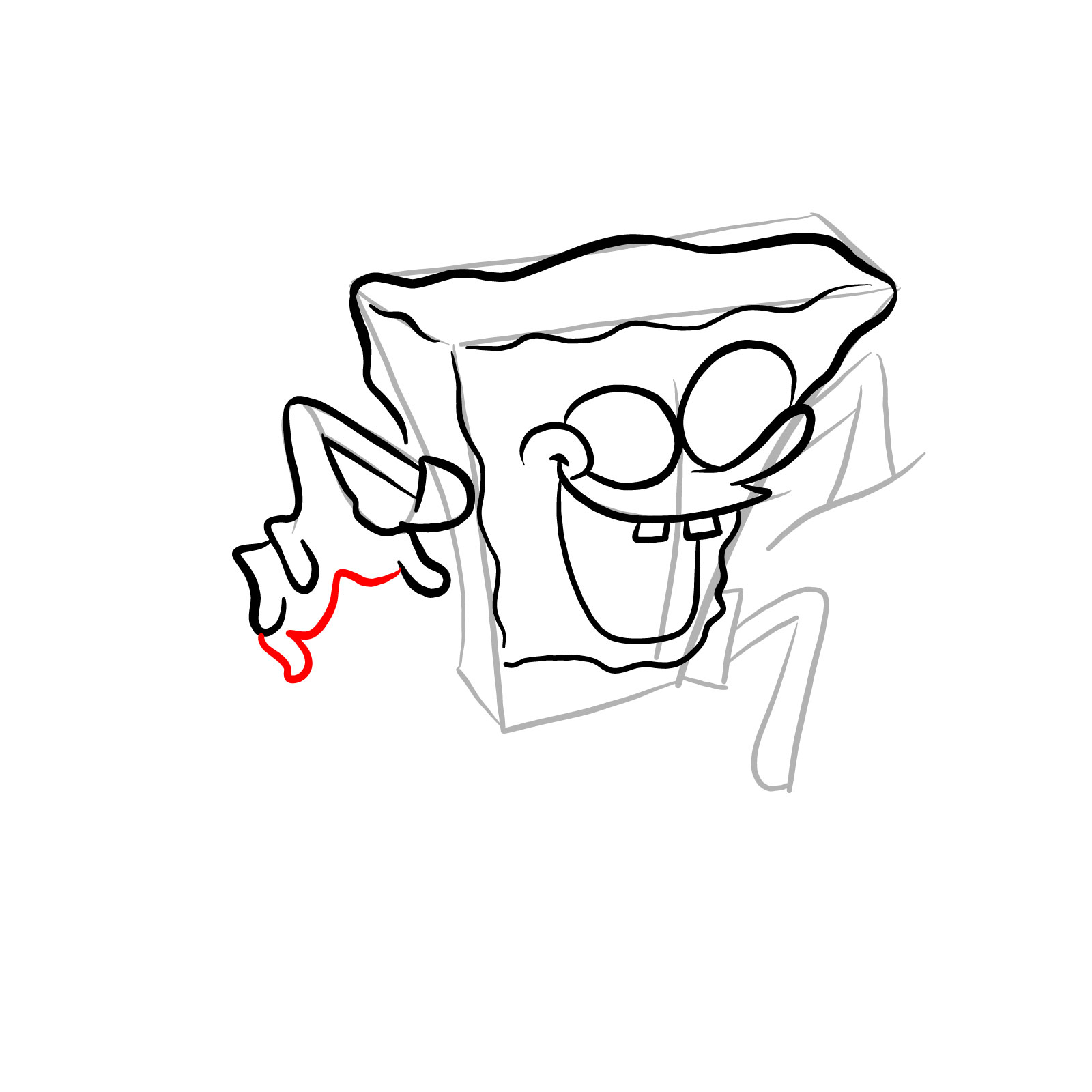 How to draw Corrupted SpongeBob (FNF) - step 13