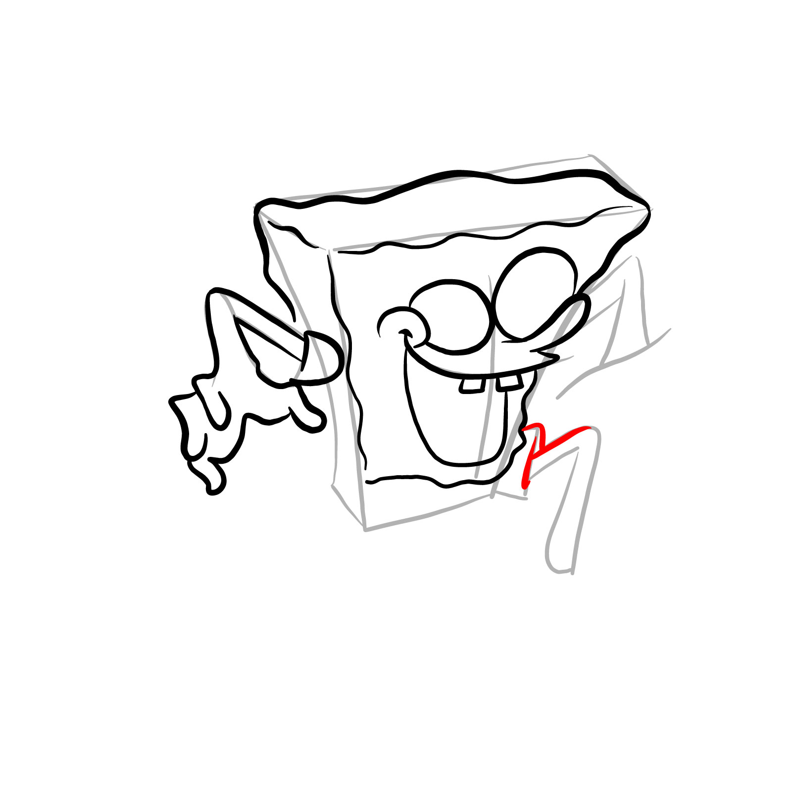 How to draw Corrupted SpongeBob (FNF) - step 14