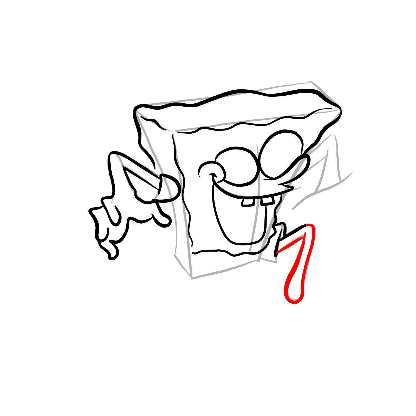 How to draw Corrupted SpongeBob (FNF) - step 15