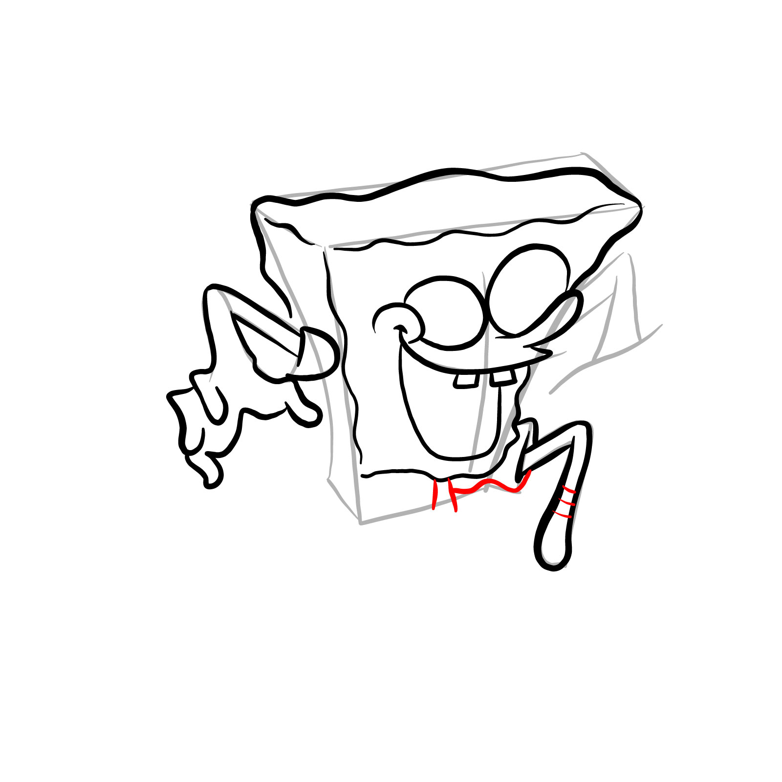 How to draw Corrupted SpongeBob (FNF) - step 16