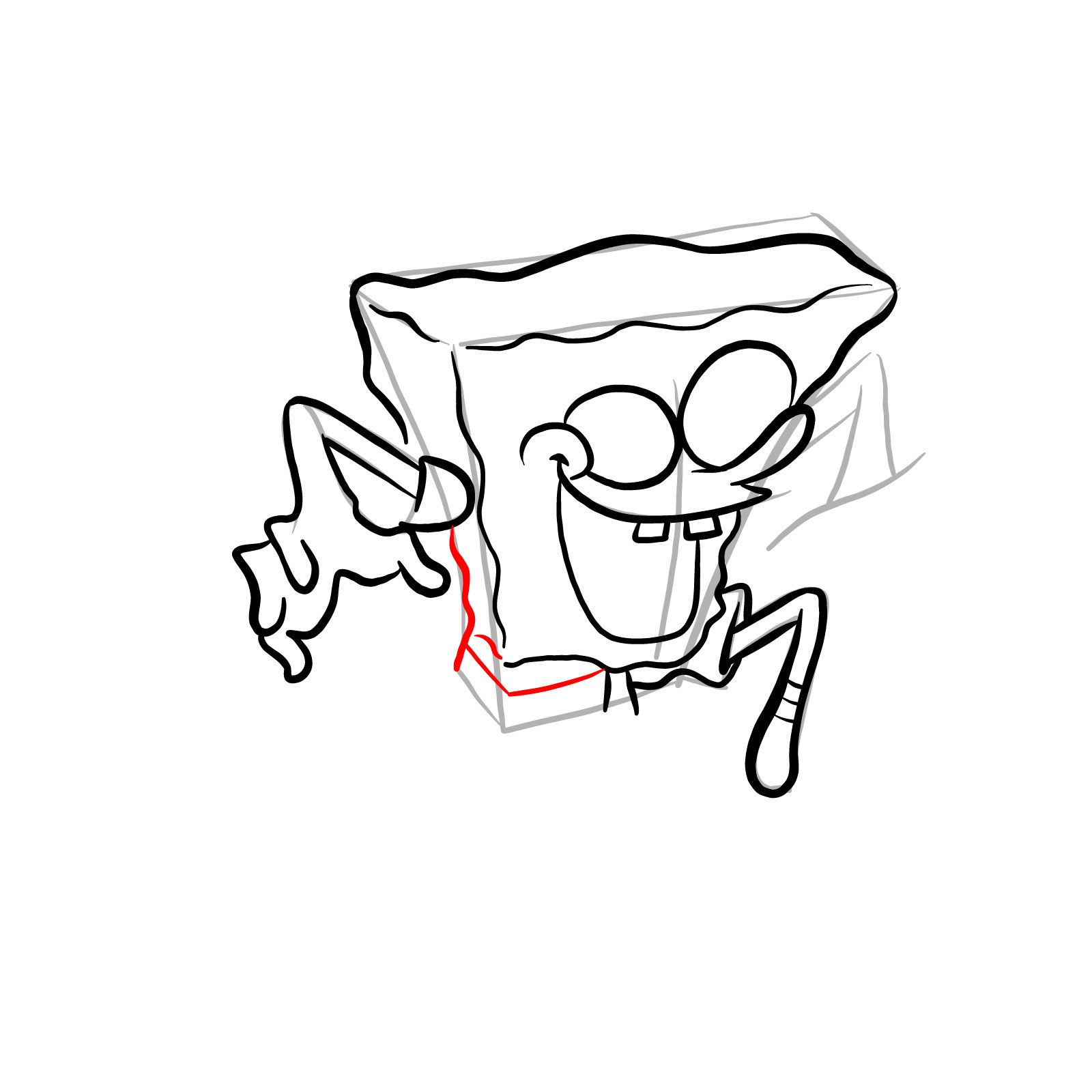 How to draw Corrupted SpongeBob (FNF) - step 17