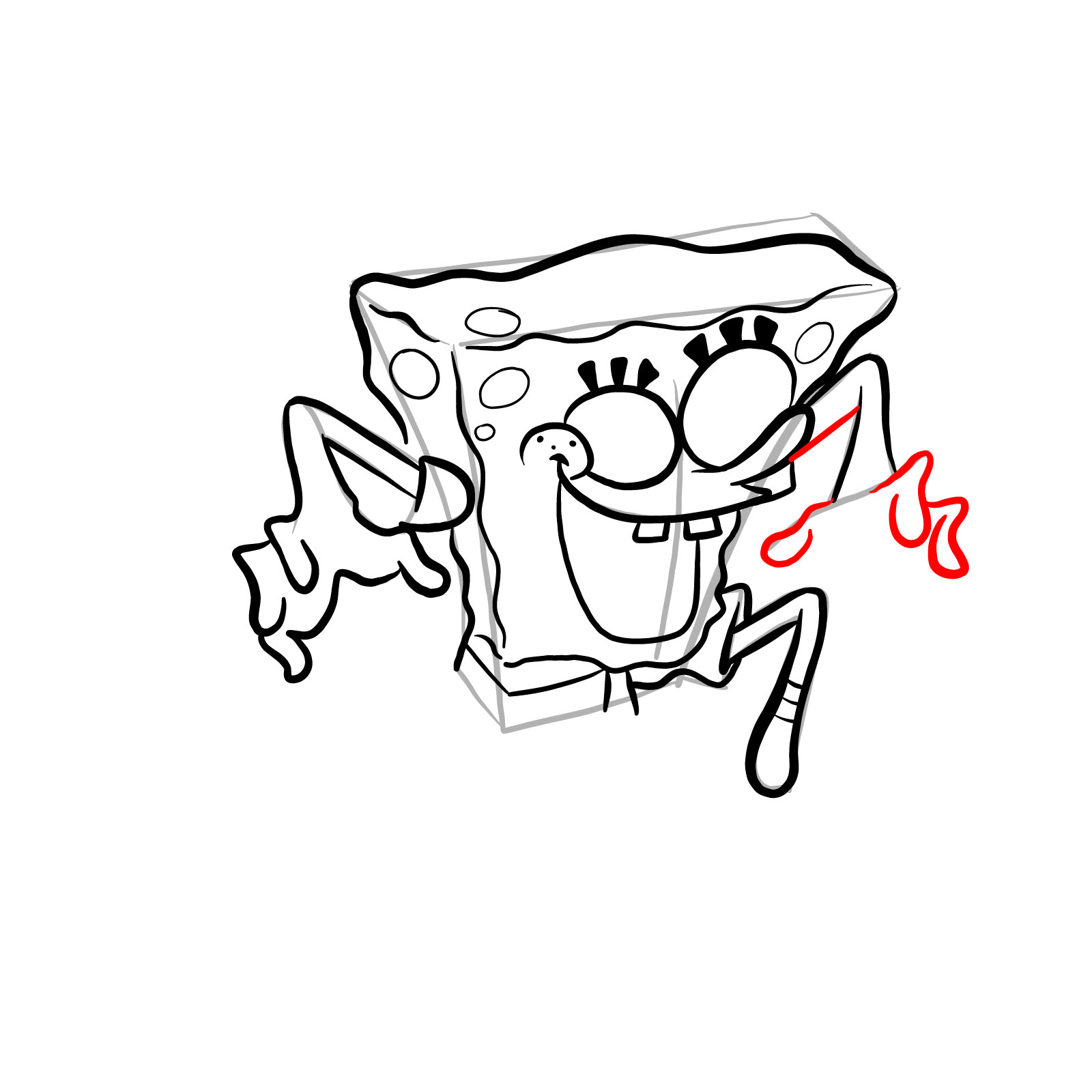 How to draw Corrupted SpongeBob (FNF) - step 20