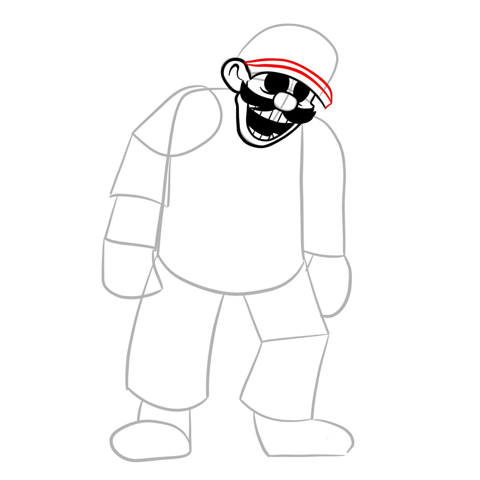 How to draw MX (MARIO EXE) - step 12