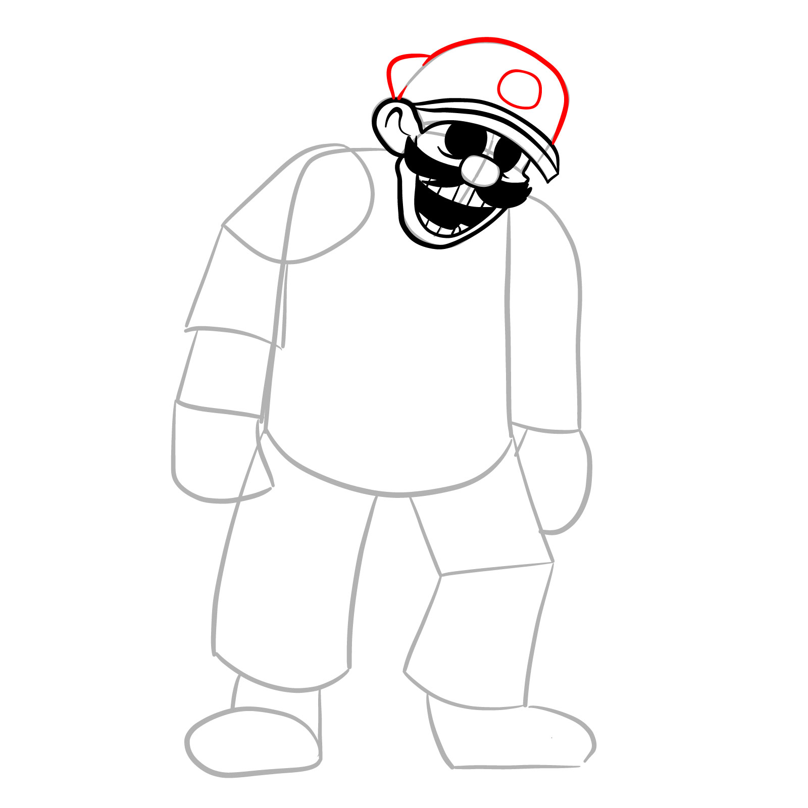 How to draw MX (MARIO EXE) - step 13