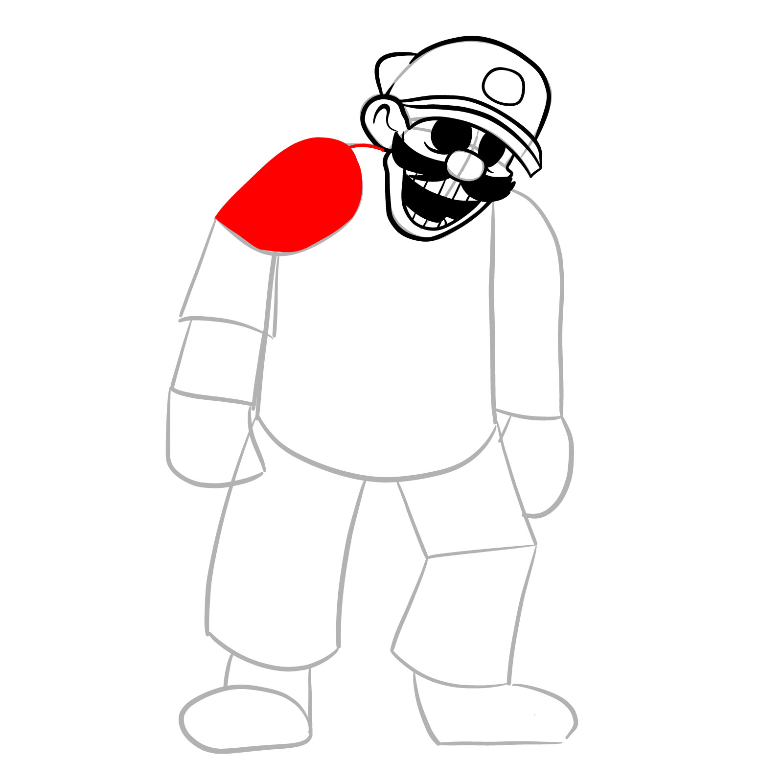 How to draw MX (MARIO EXE) - step 14