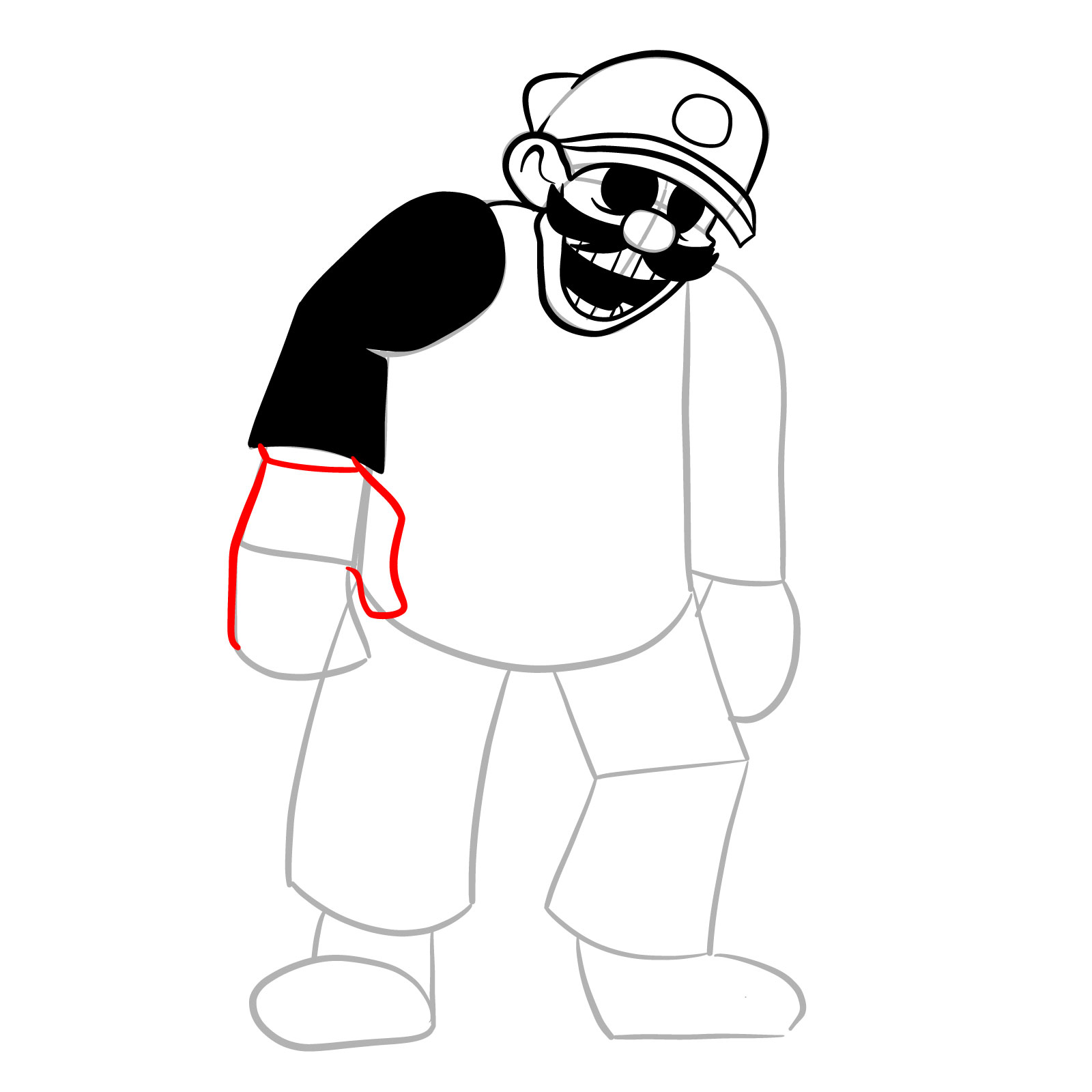 How to draw MX (MARIO EXE) - step 16
