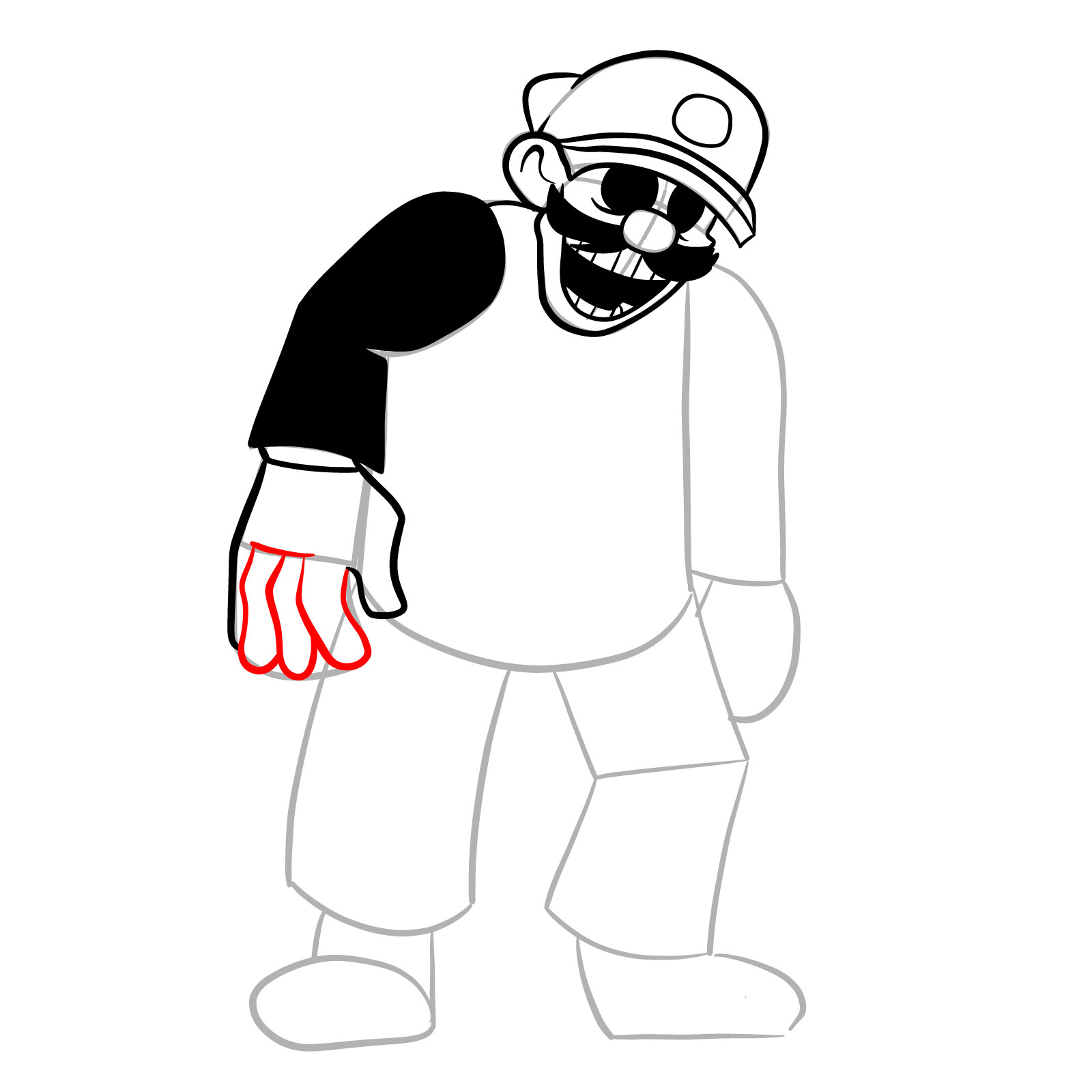 How to draw MX (MARIO EXE) - step 17