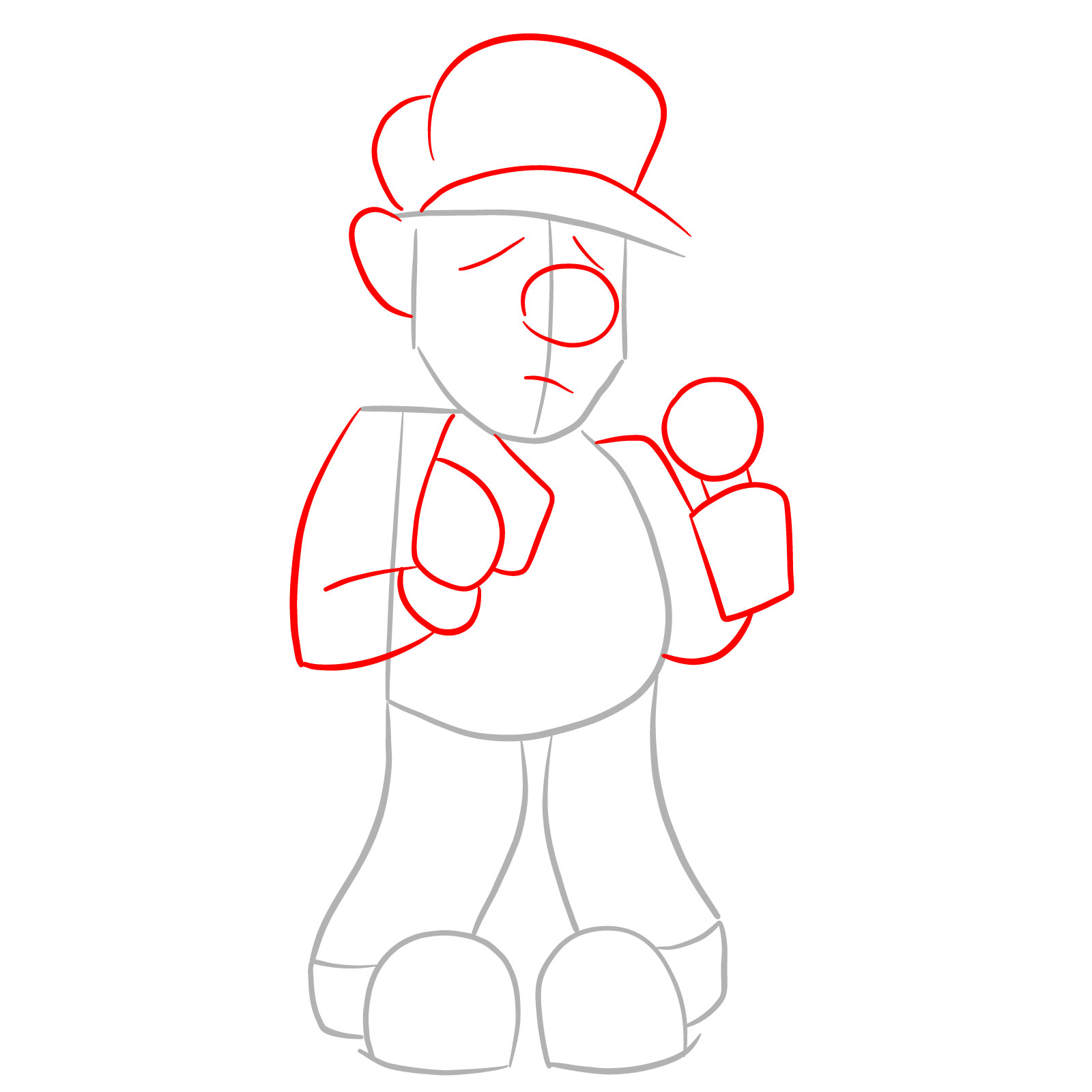 How to draw Beta Luigi from FNF - step 03