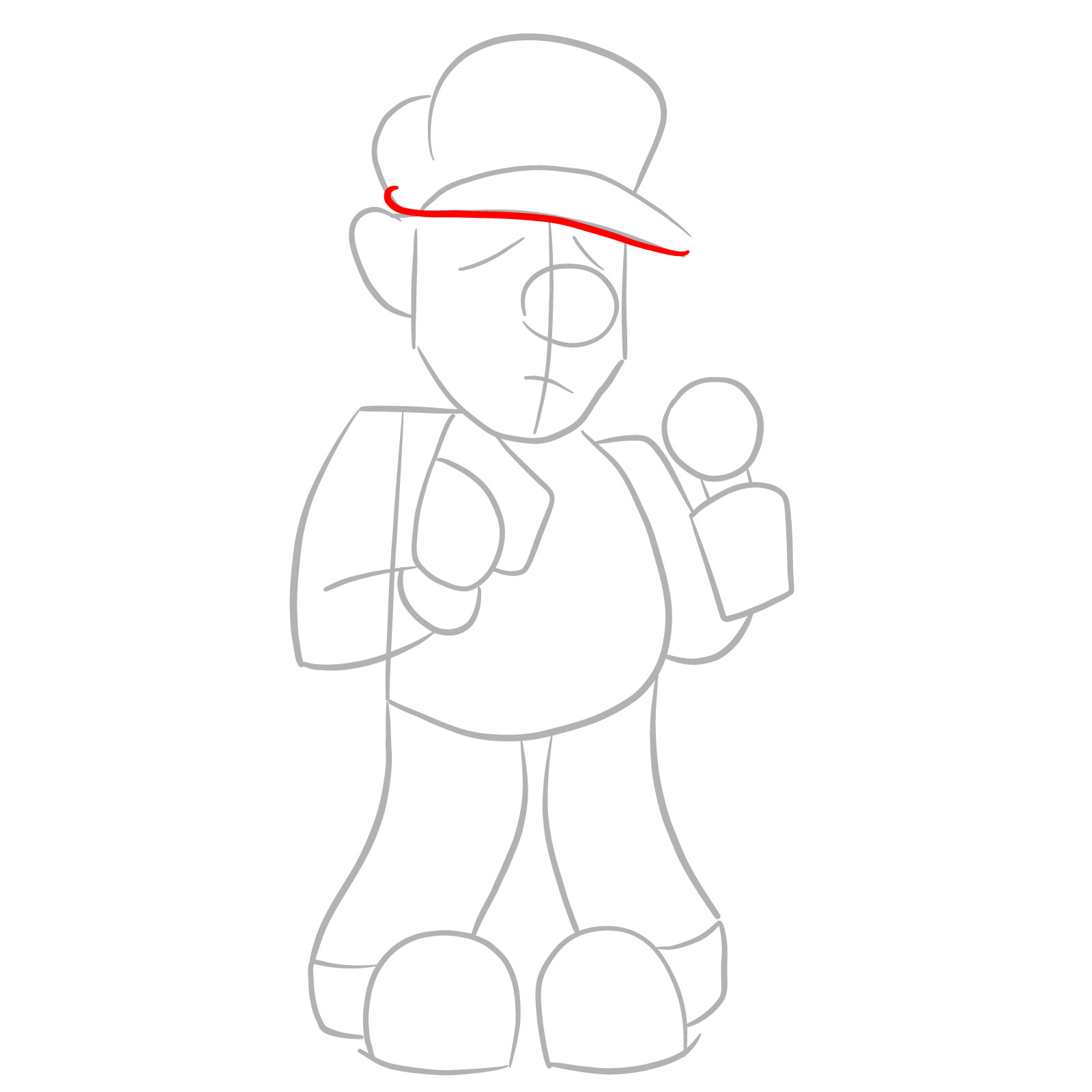 How to draw Beta Luigi from FNF - step 04