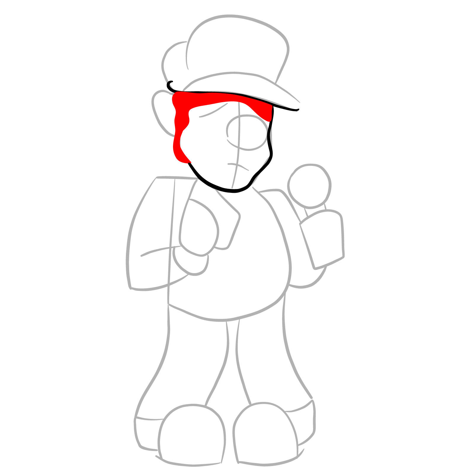 How to draw Beta Luigi from FNF - step 06
