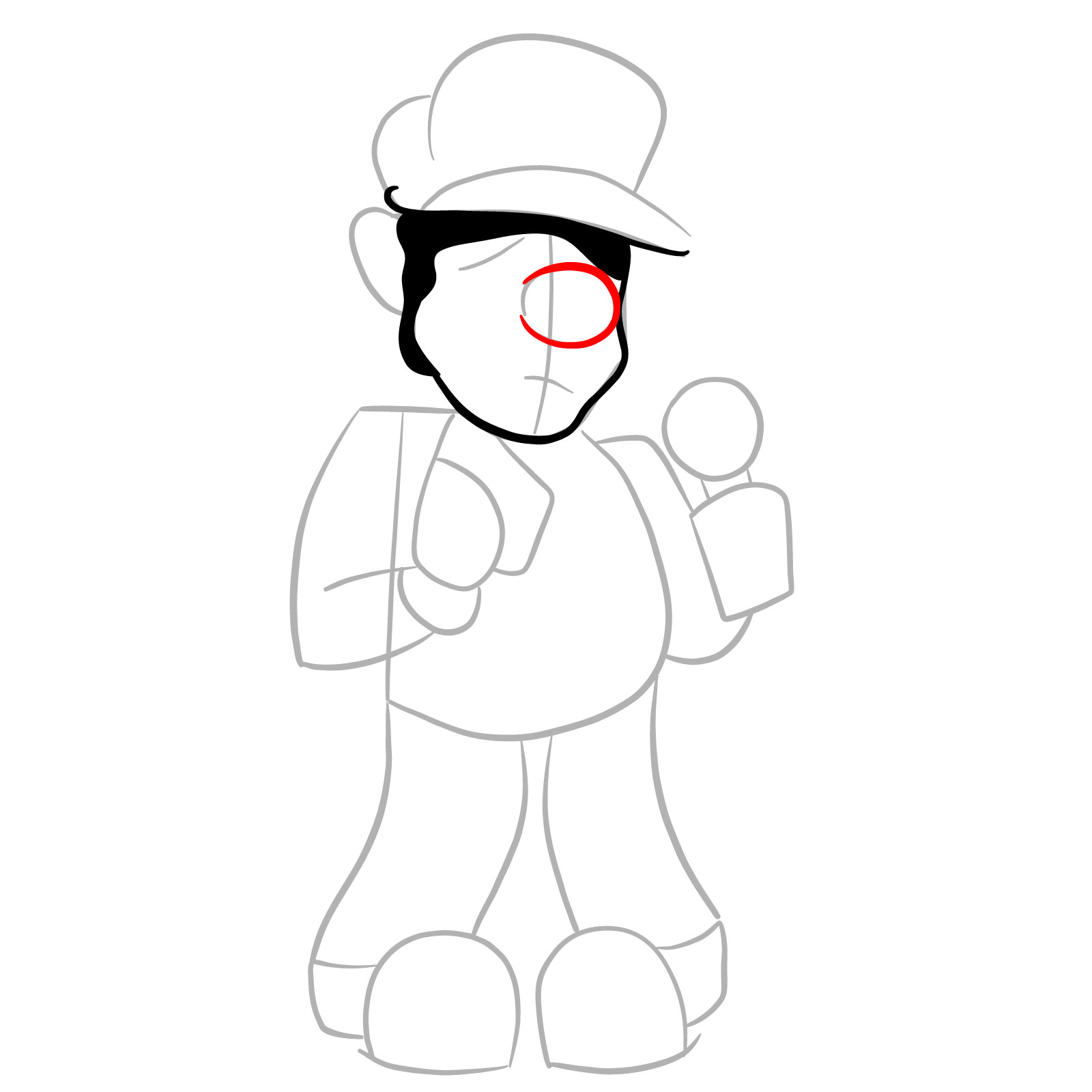 How to draw Beta Luigi from FNF - step 07