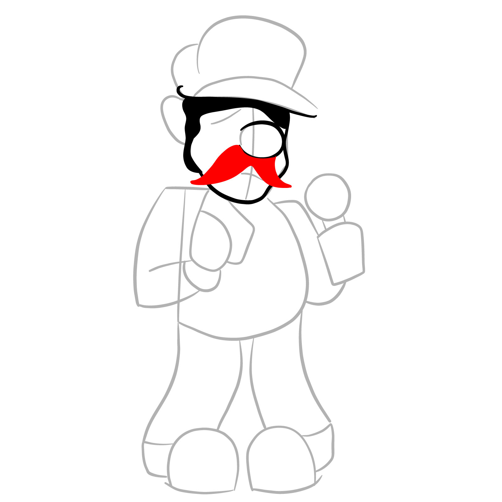 How to draw Beta Luigi from FNF - step 08