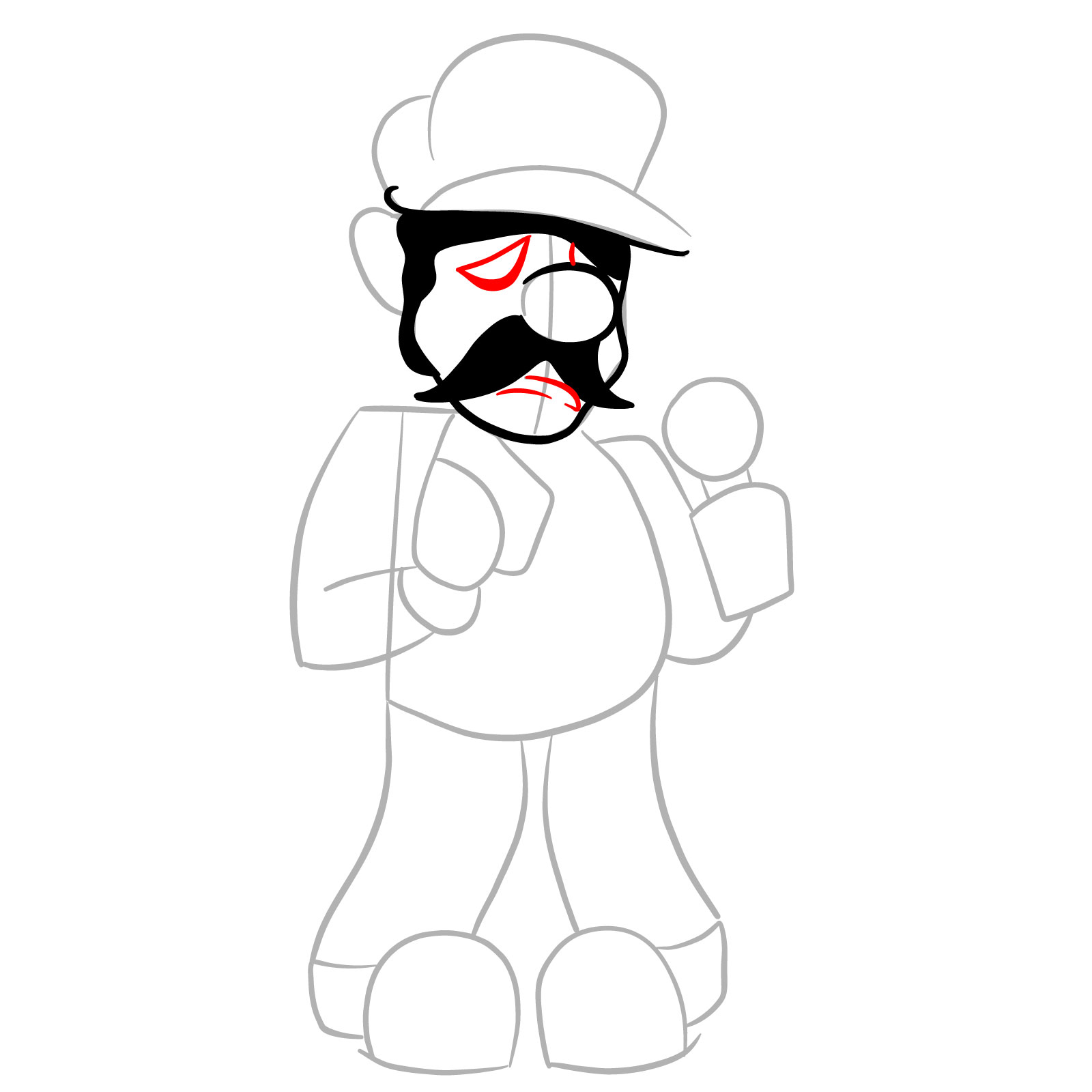 How to draw Beta Luigi from FNF - step 09