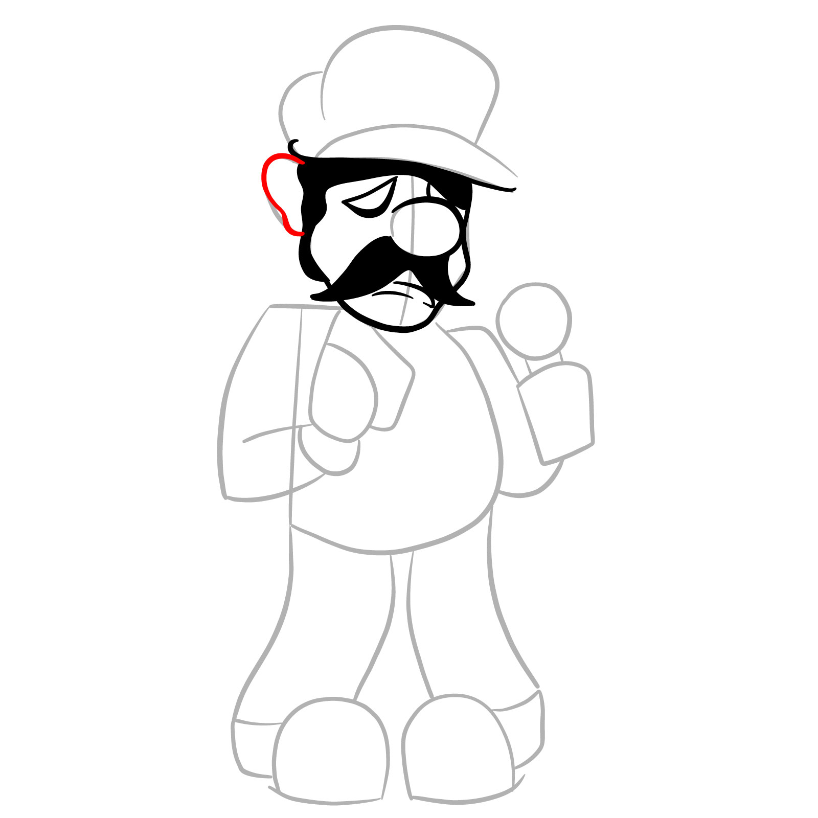 How to draw Beta Luigi from FNF - step 10