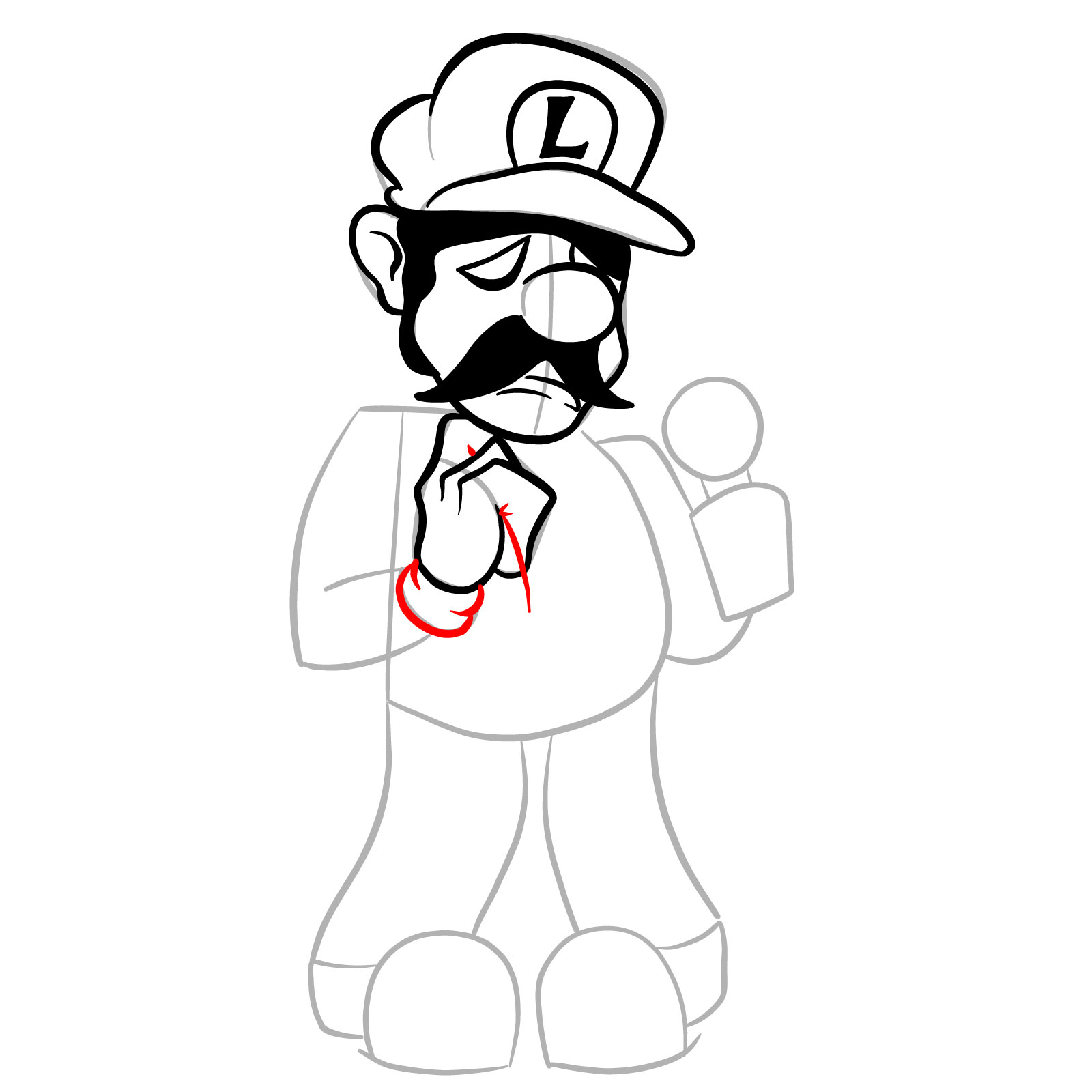How to draw Beta Luigi from FNF - step 16