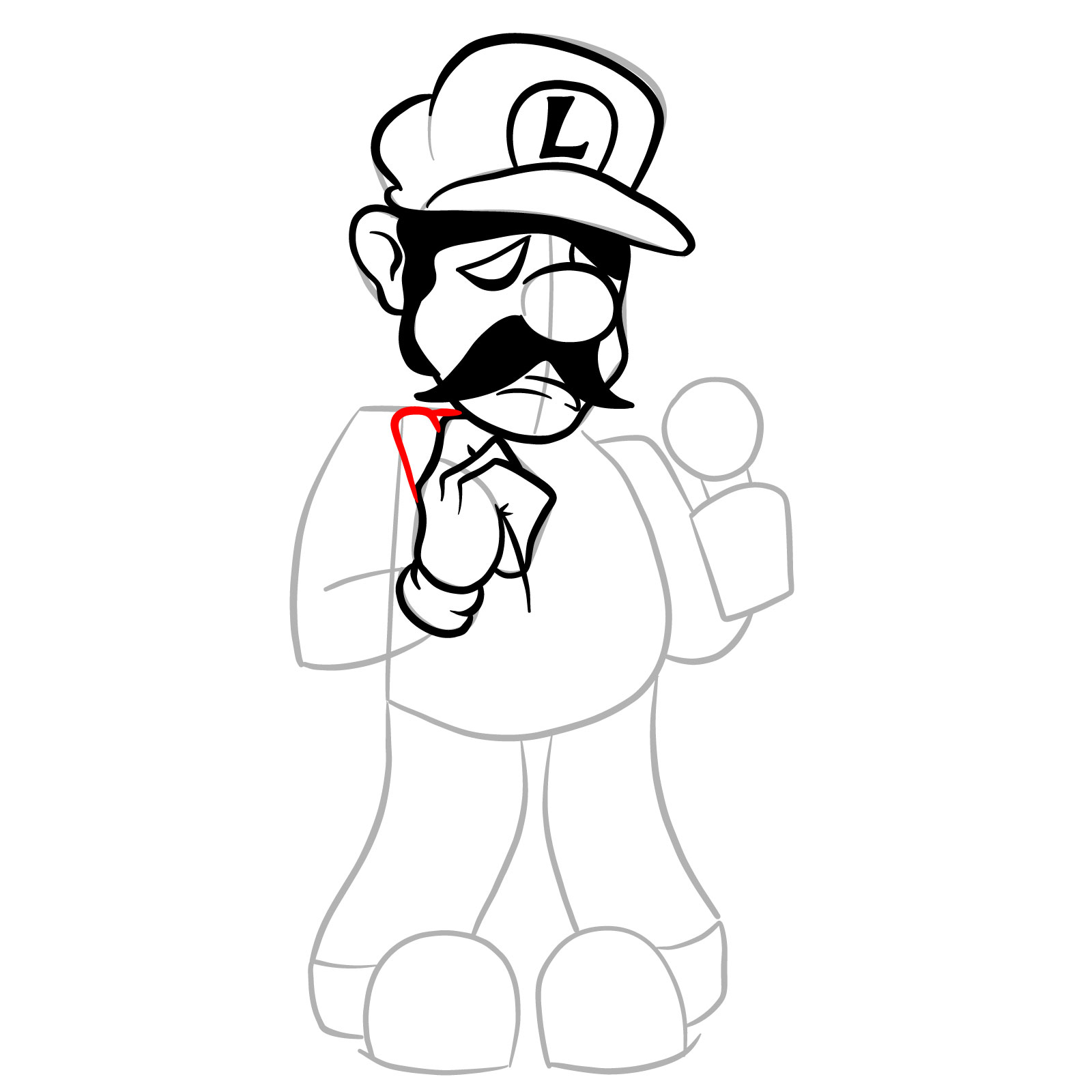 How to draw Beta Luigi from FNF - step 17
