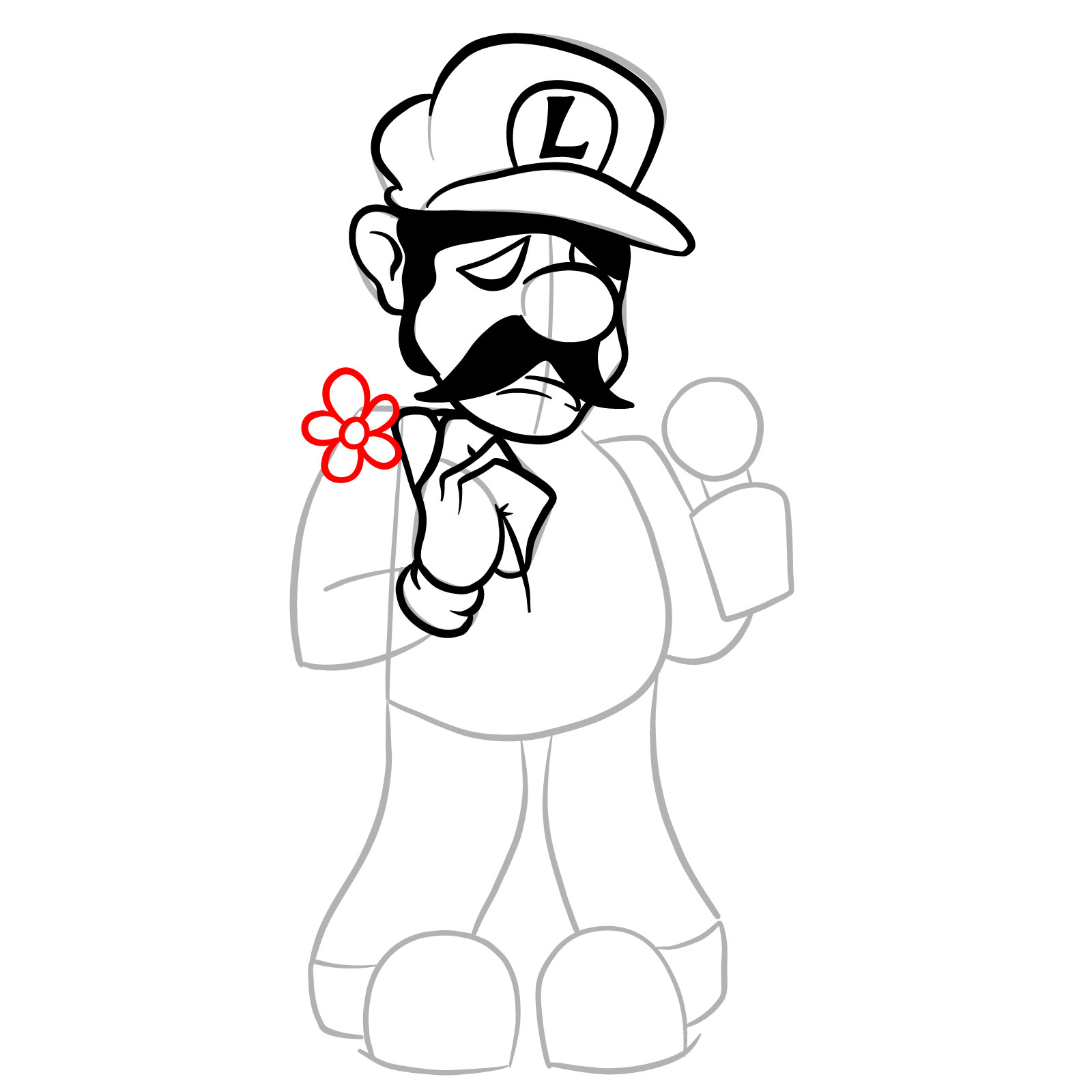 How to draw Beta Luigi from FNF - step 18