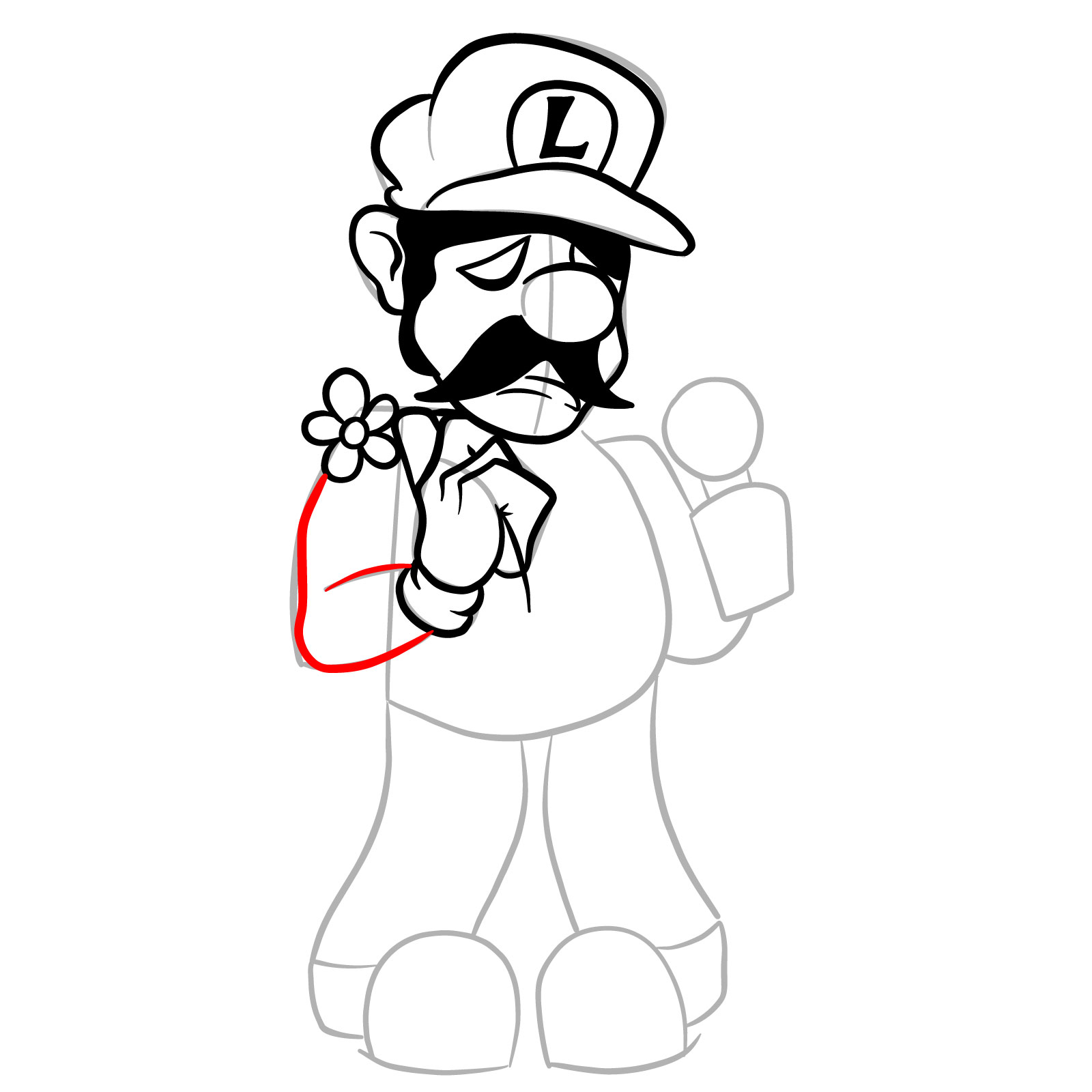 How to draw Beta Luigi from FNF - step 19