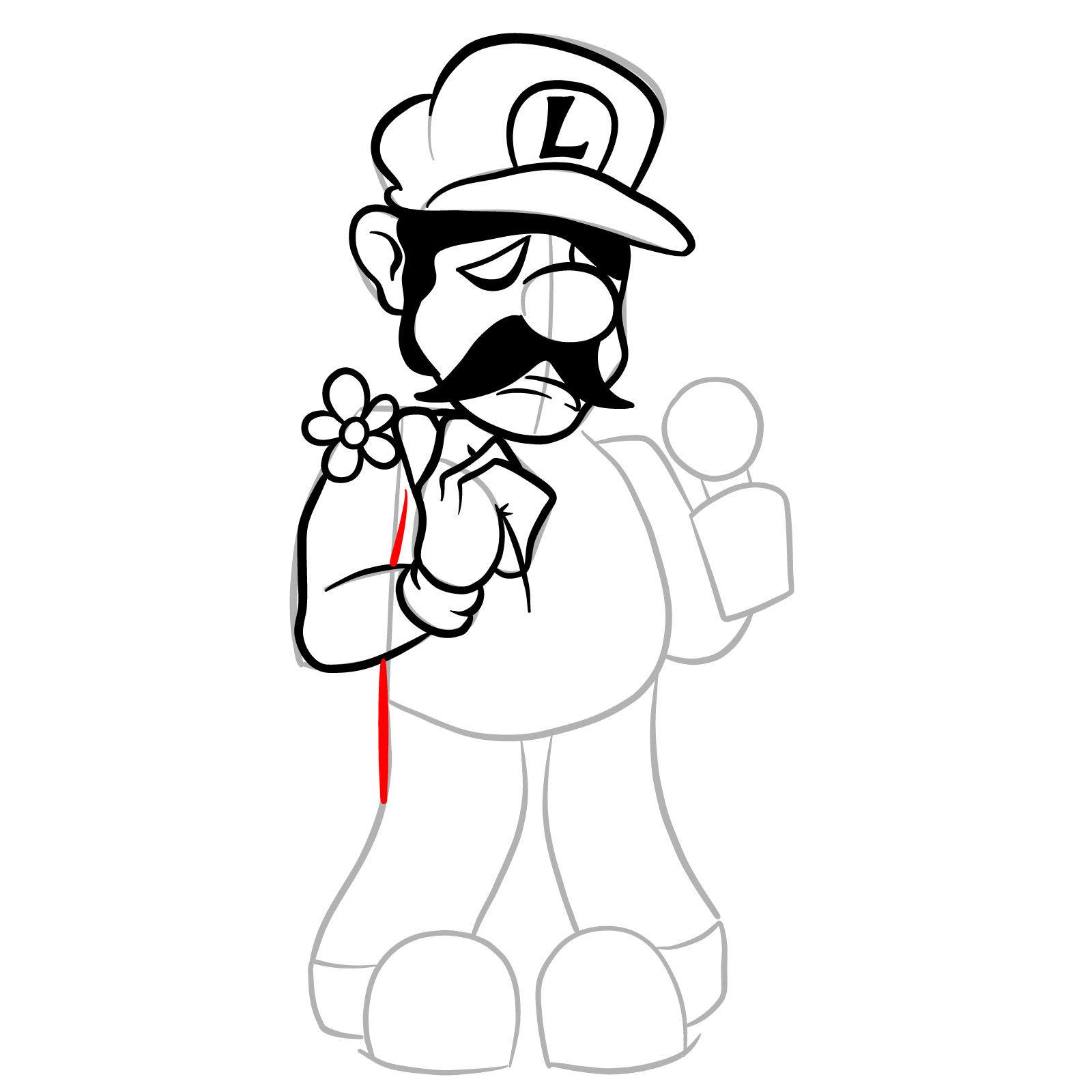 How to draw Beta Luigi from FNF - step 20