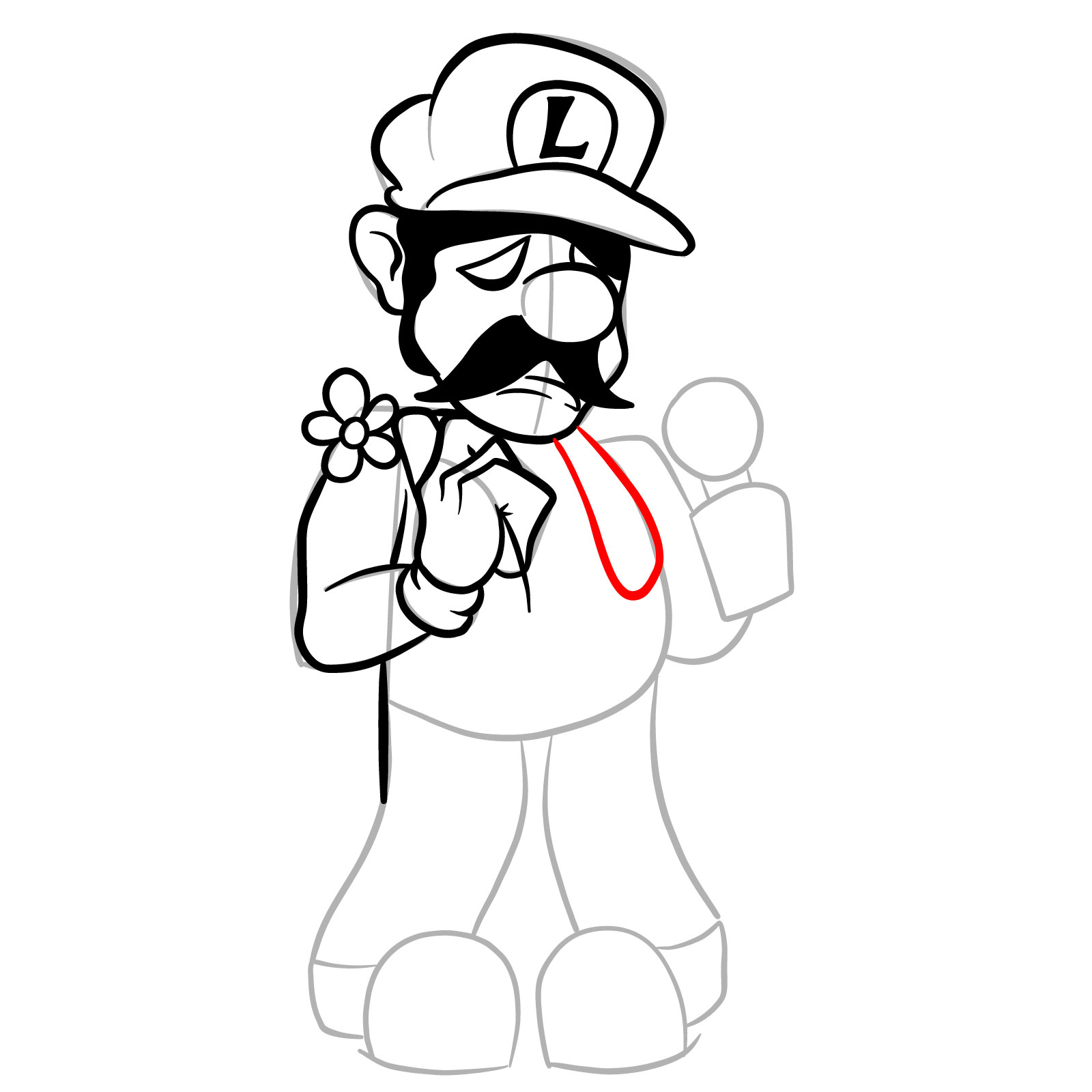 How to draw Beta Luigi from FNF - step 21