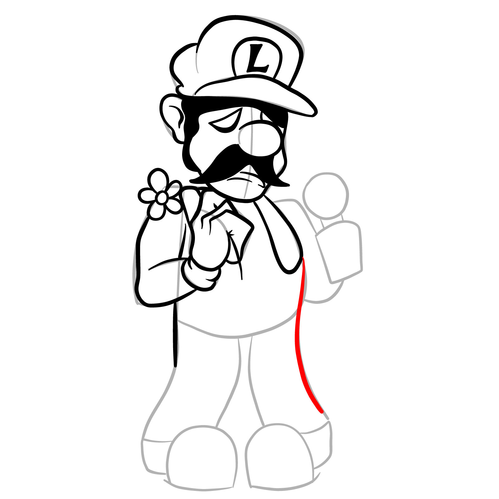 How to draw Beta Luigi from FNF - step 22
