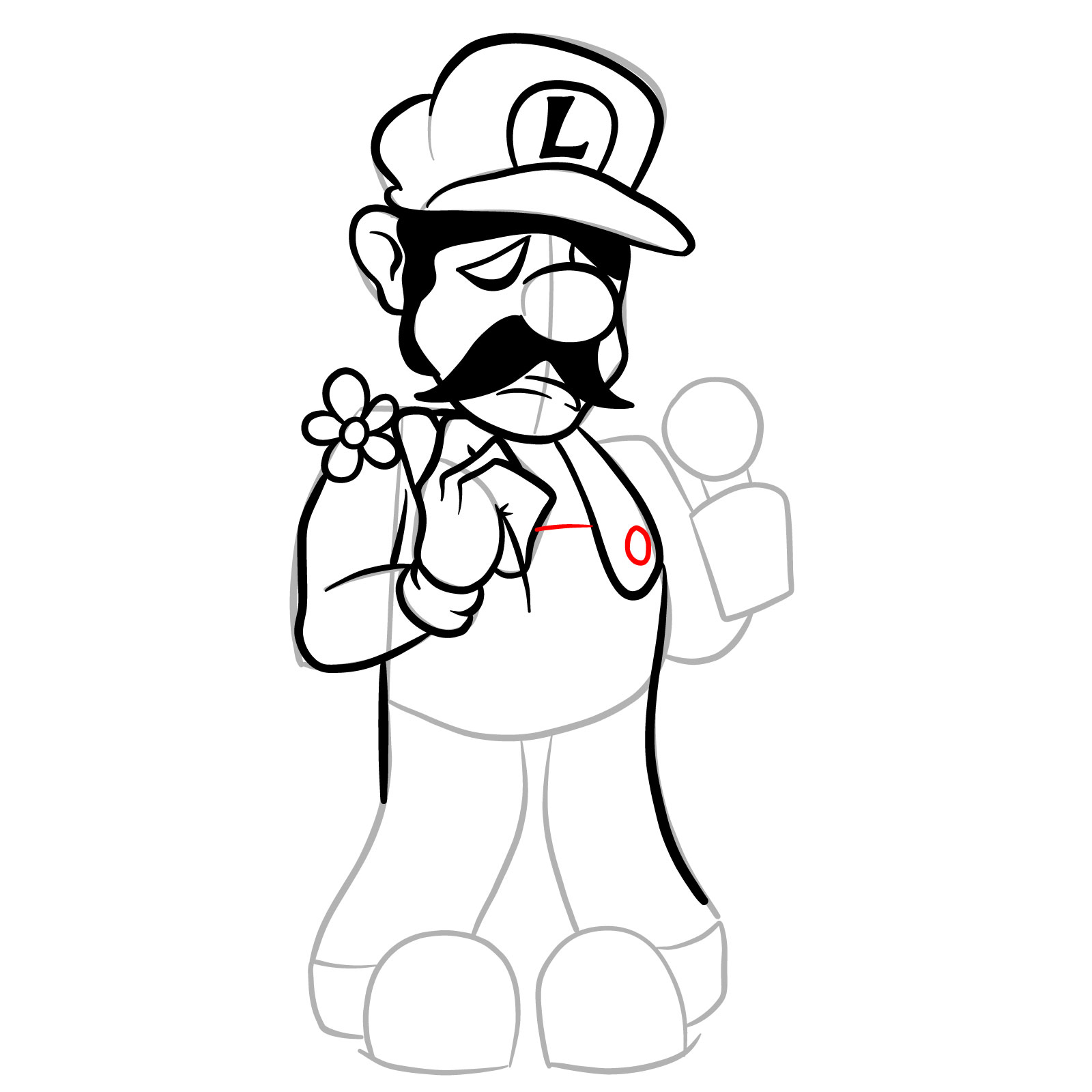 How to draw Beta Luigi from FNF - step 23