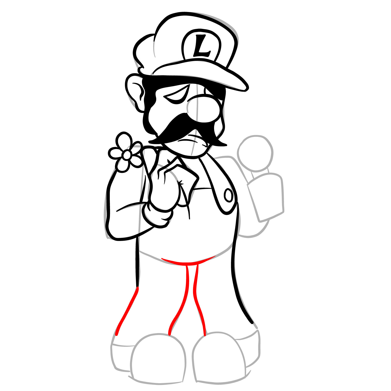How to draw Beta Luigi from FNF - step 24