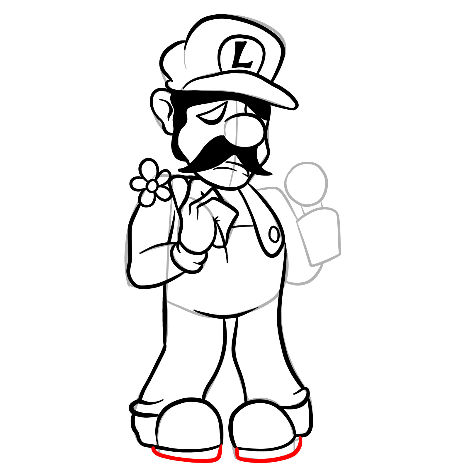 How to draw Beta Luigi from FNF - step 27