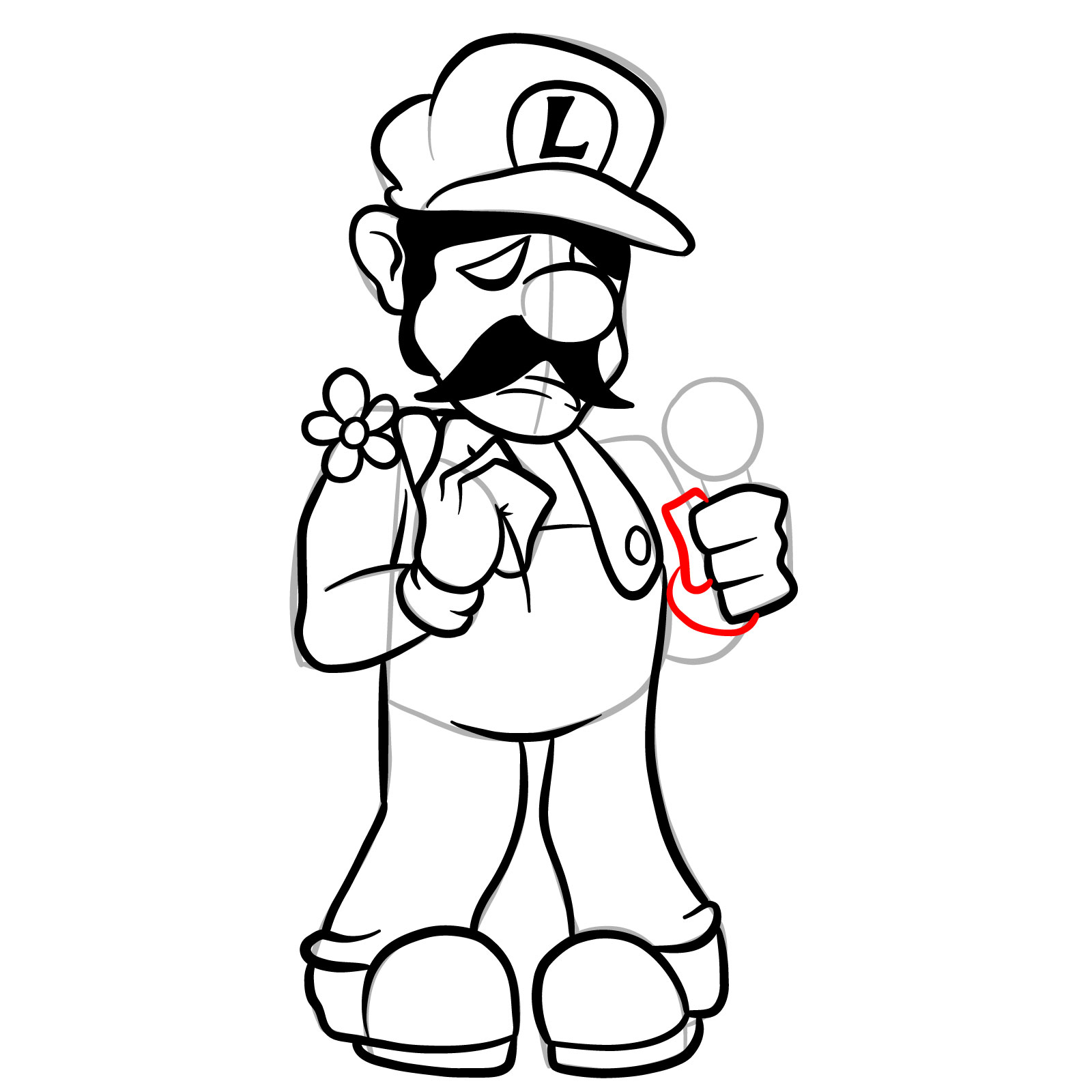 How to draw Beta Luigi from FNF - step 29