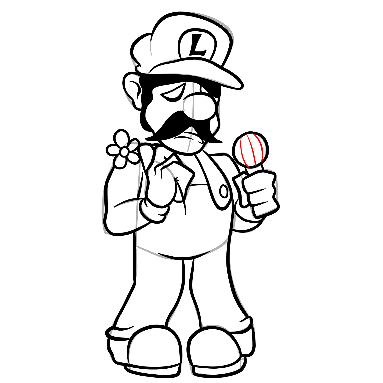 How to draw Beta Luigi from FNF - step 32