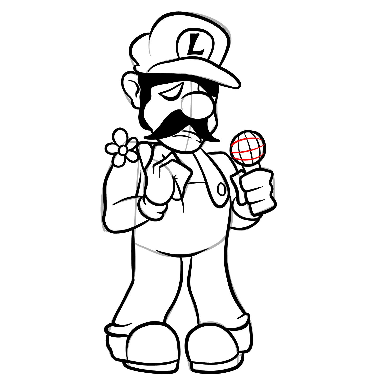 How to draw Beta Luigi from FNF - step 33