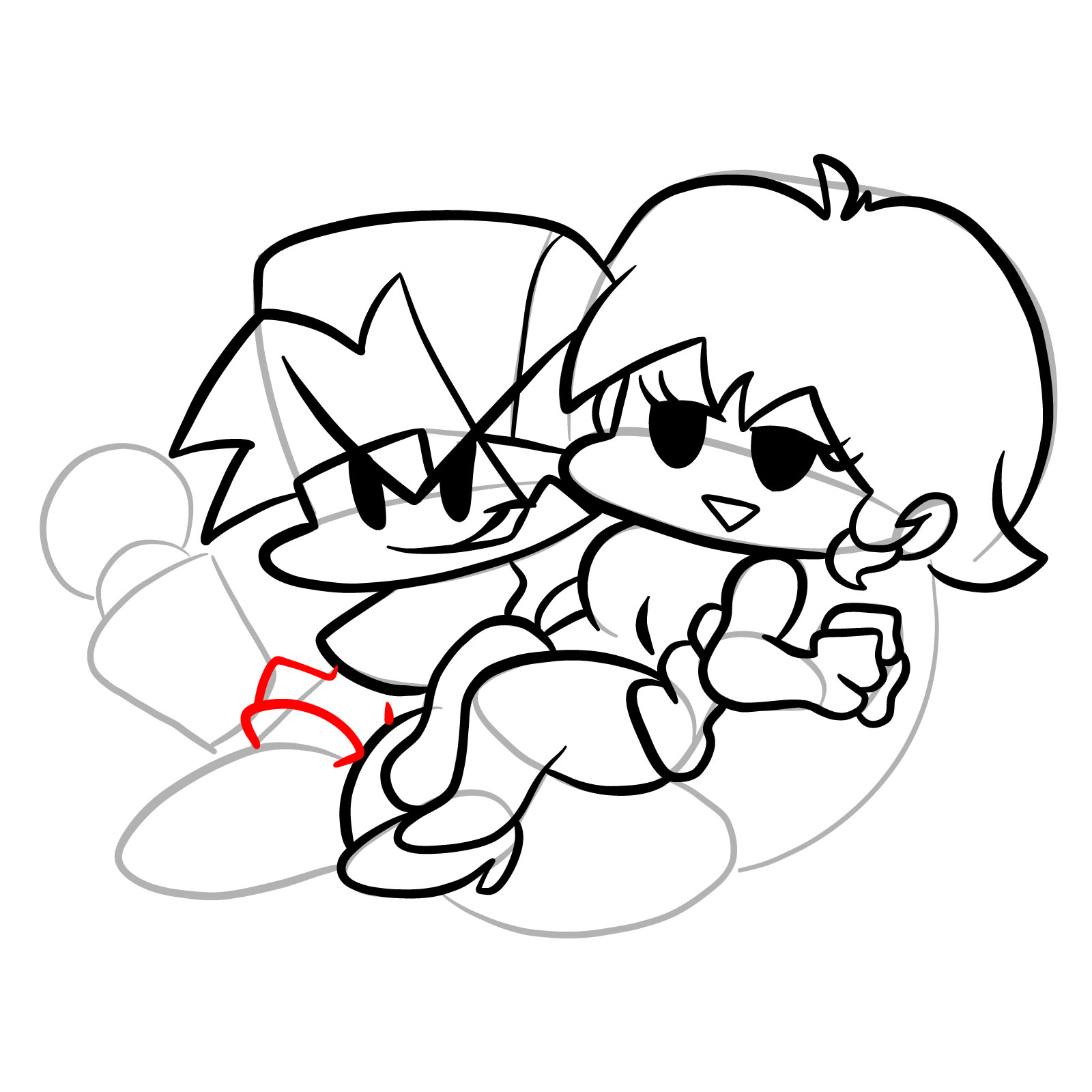 How to draw Bf holding Gf (week 7) - step 24