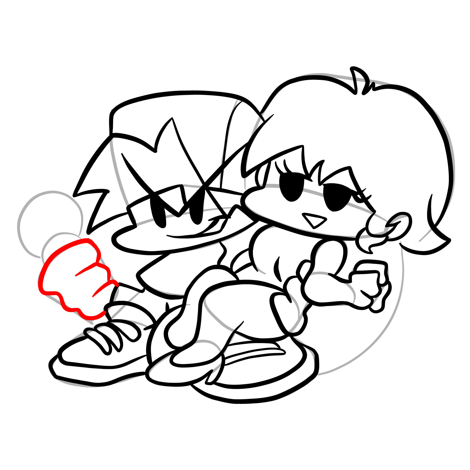 How to draw Bf holding Gf (week 7) - step 28