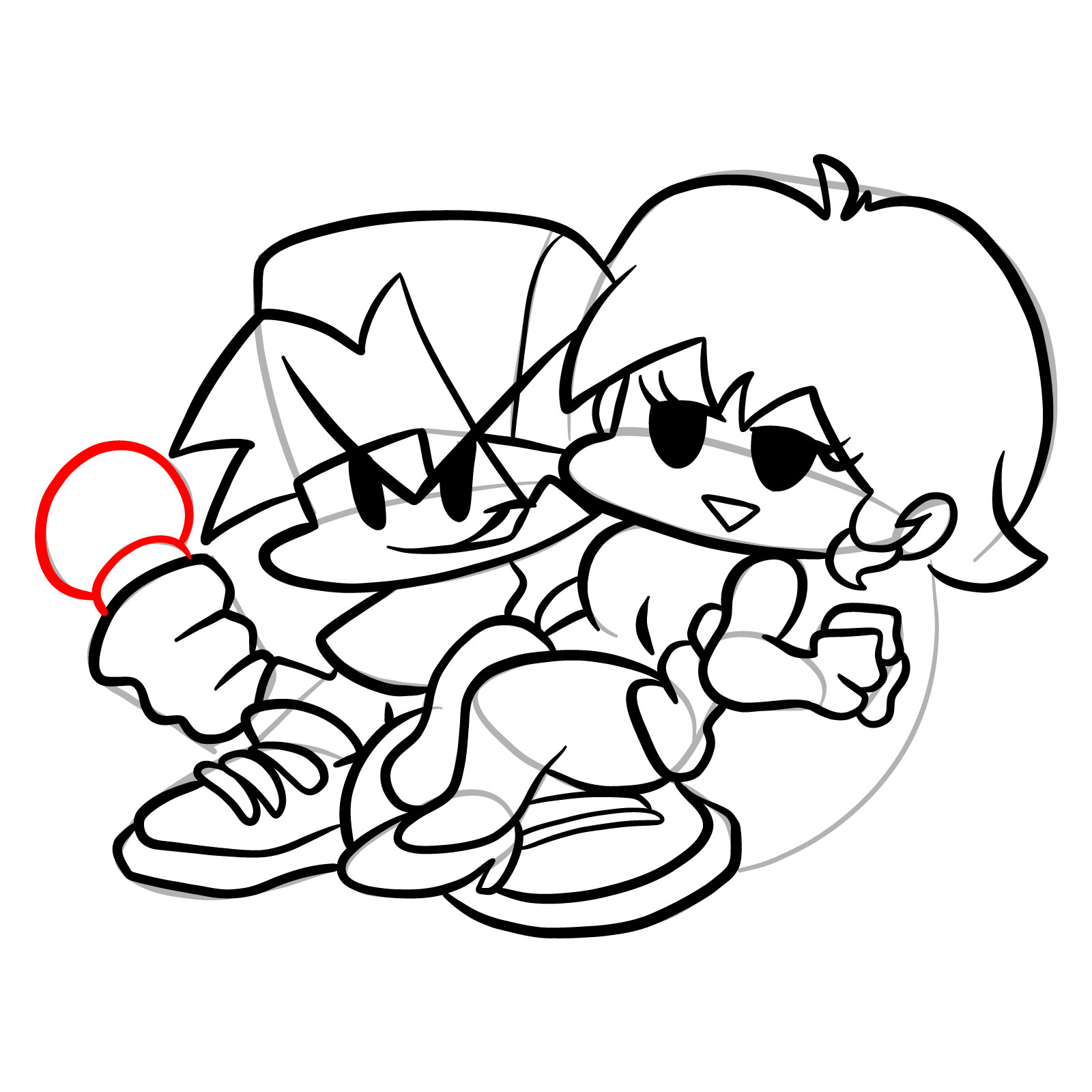 How to draw Bf holding Gf (week 7) - step 29