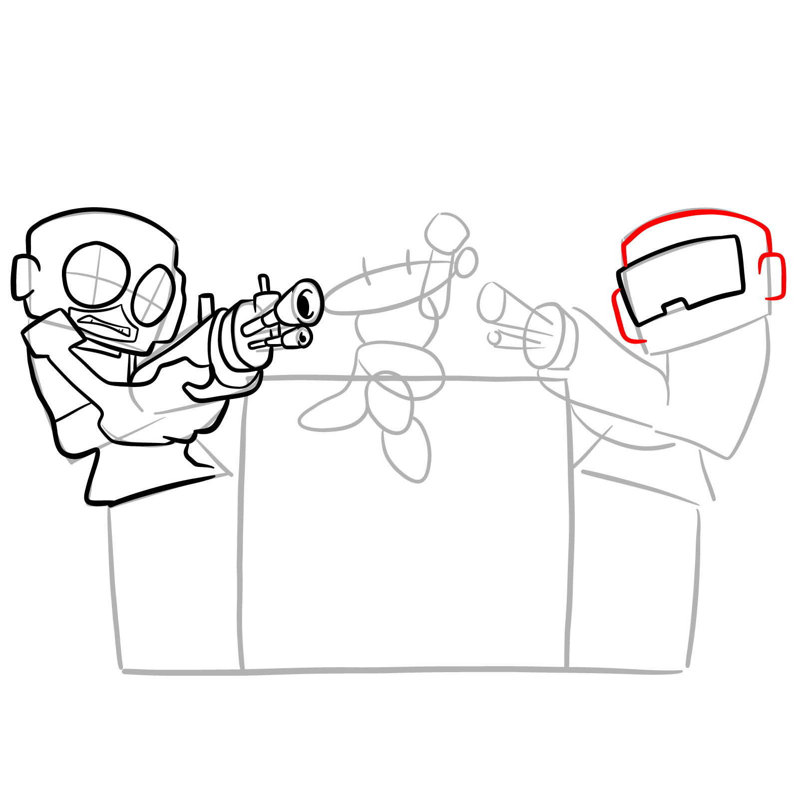 How to draw Gf at the gunpoint of tankmen - step 15
