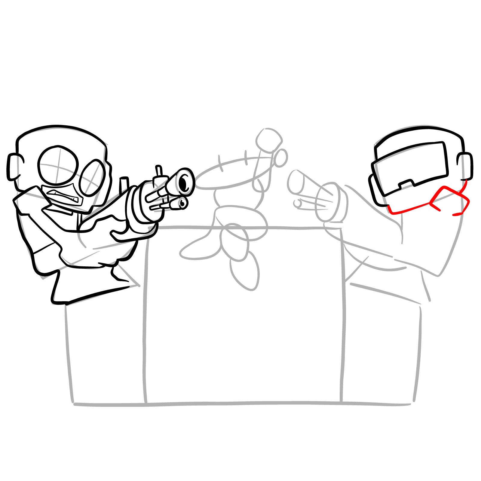 How to draw Gf at the gunpoint of tankmen - step 16