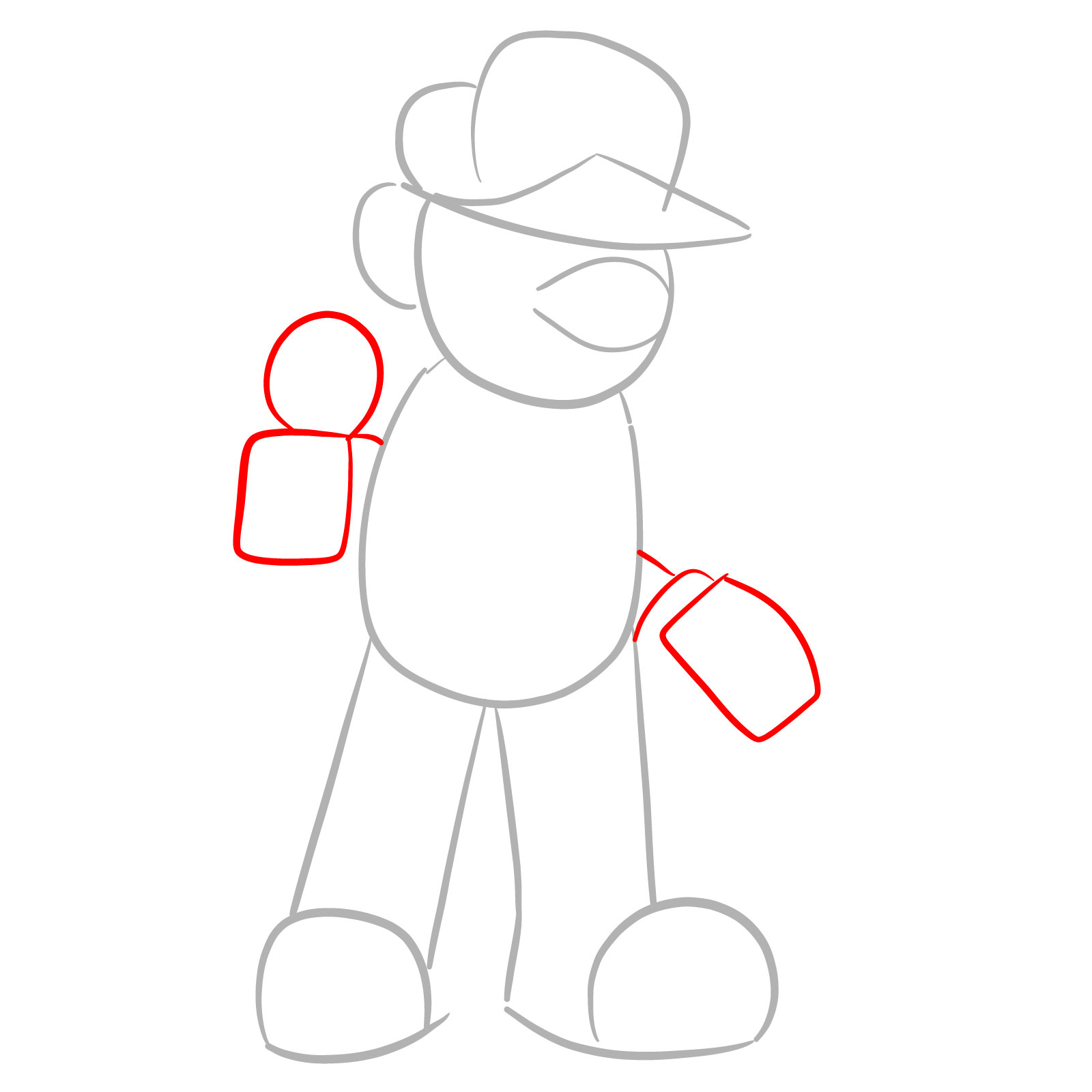 How to draw Mario.EXE (GB Mario Land) - step 03