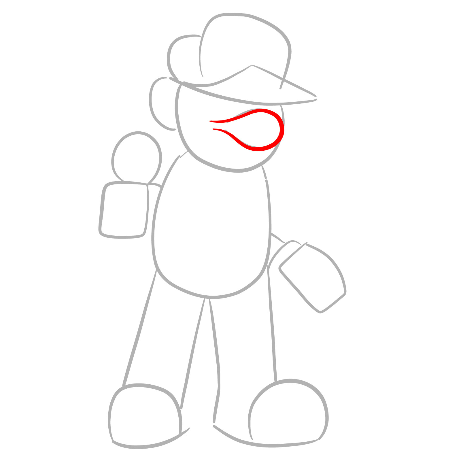 How to draw Mario.EXE (GB Mario Land) - step 04