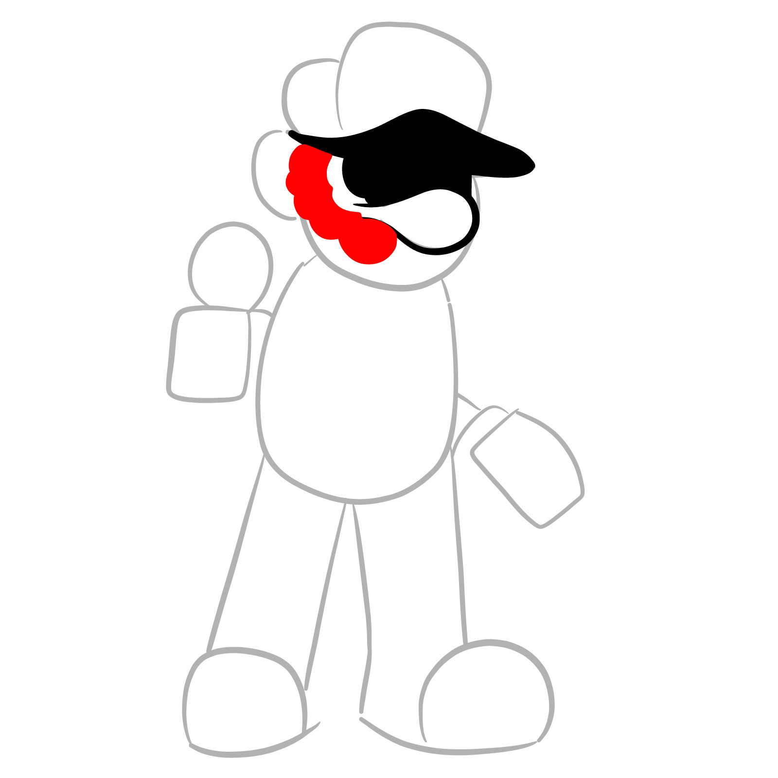 How to draw Mario.EXE (GB Mario Land) - step 07