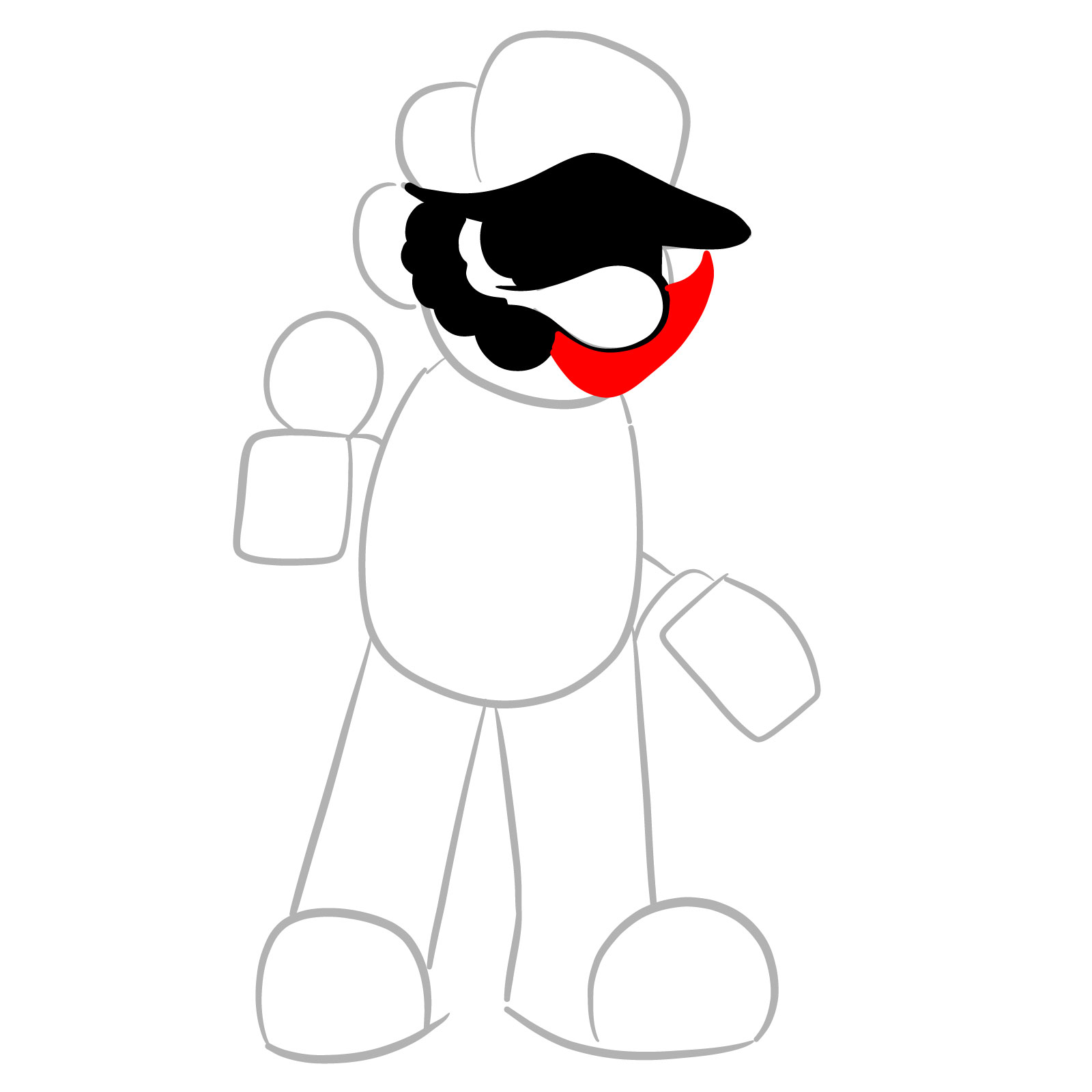 How to draw Mario.EXE (GB Mario Land) - step 08