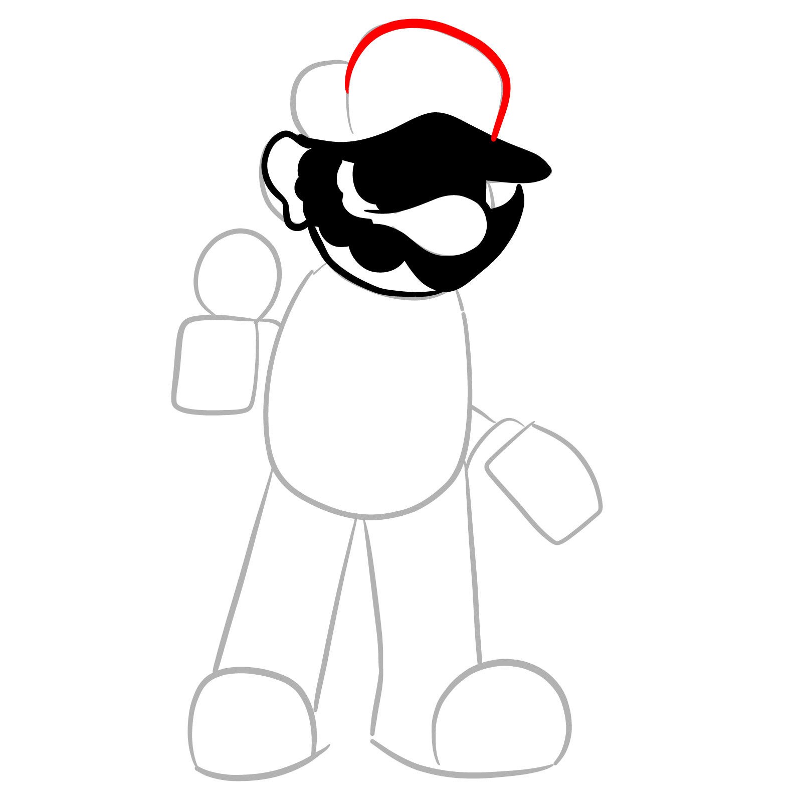 How to draw Mario.EXE (GB Mario Land) - step 11