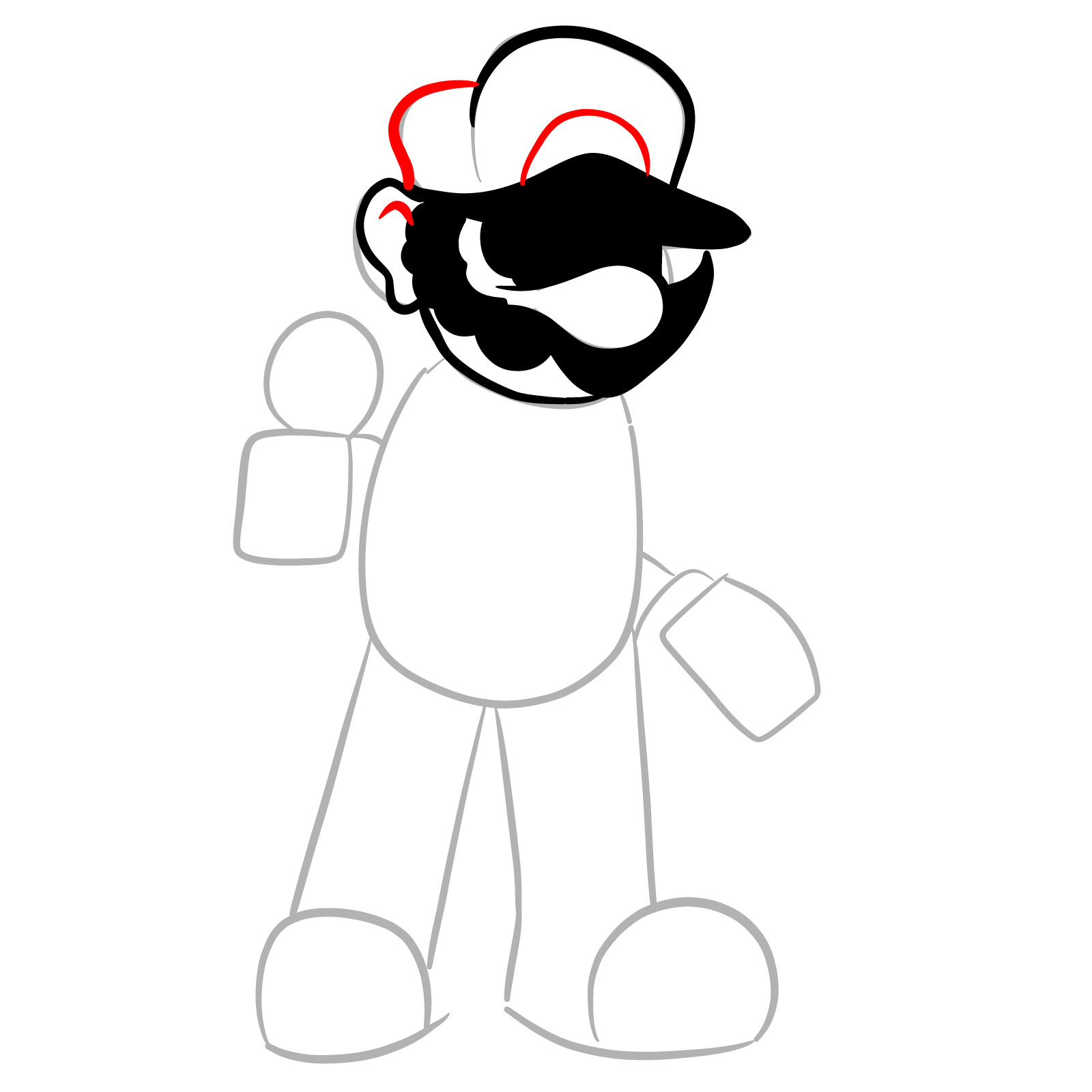 How to draw Mario.EXE (GB Mario Land) - step 12